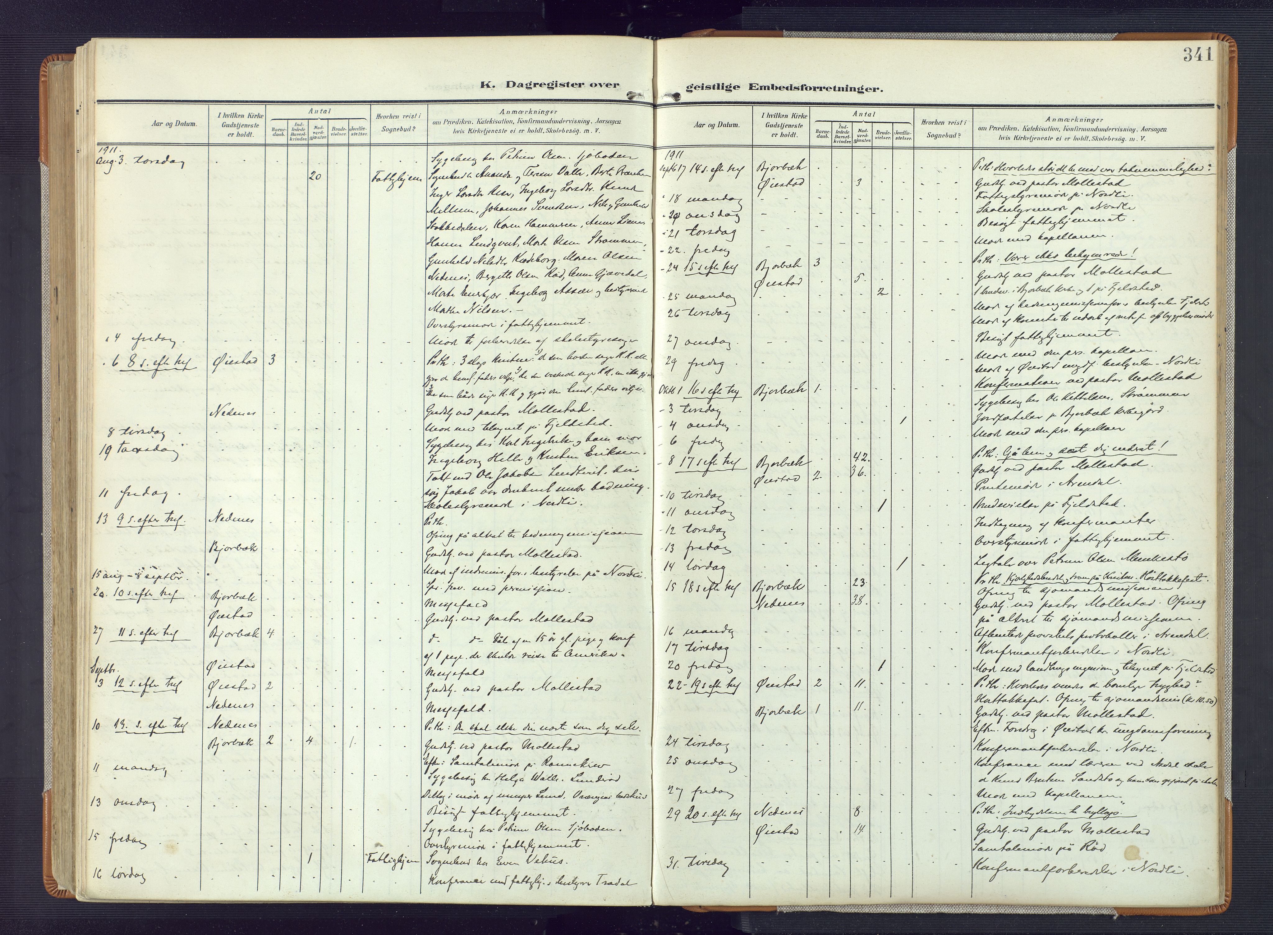 Øyestad sokneprestkontor, AV/SAK-1111-0049/F/Fa/L0019: Parish register (official) no. A 19, 1908-1922, p. 341