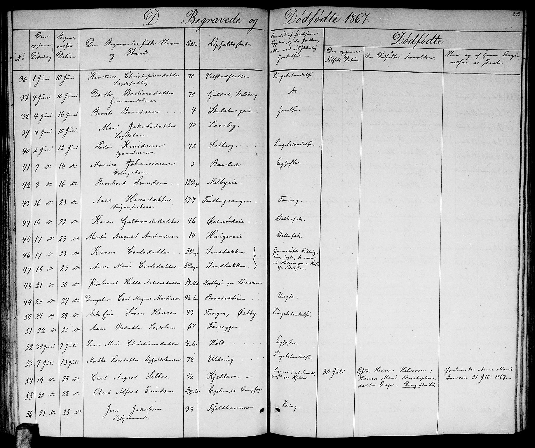 Skedsmo prestekontor Kirkebøker, SAO/A-10033a/G/Ga/L0002: Parish register (copy) no. I 2, 1855-1872, p. 274