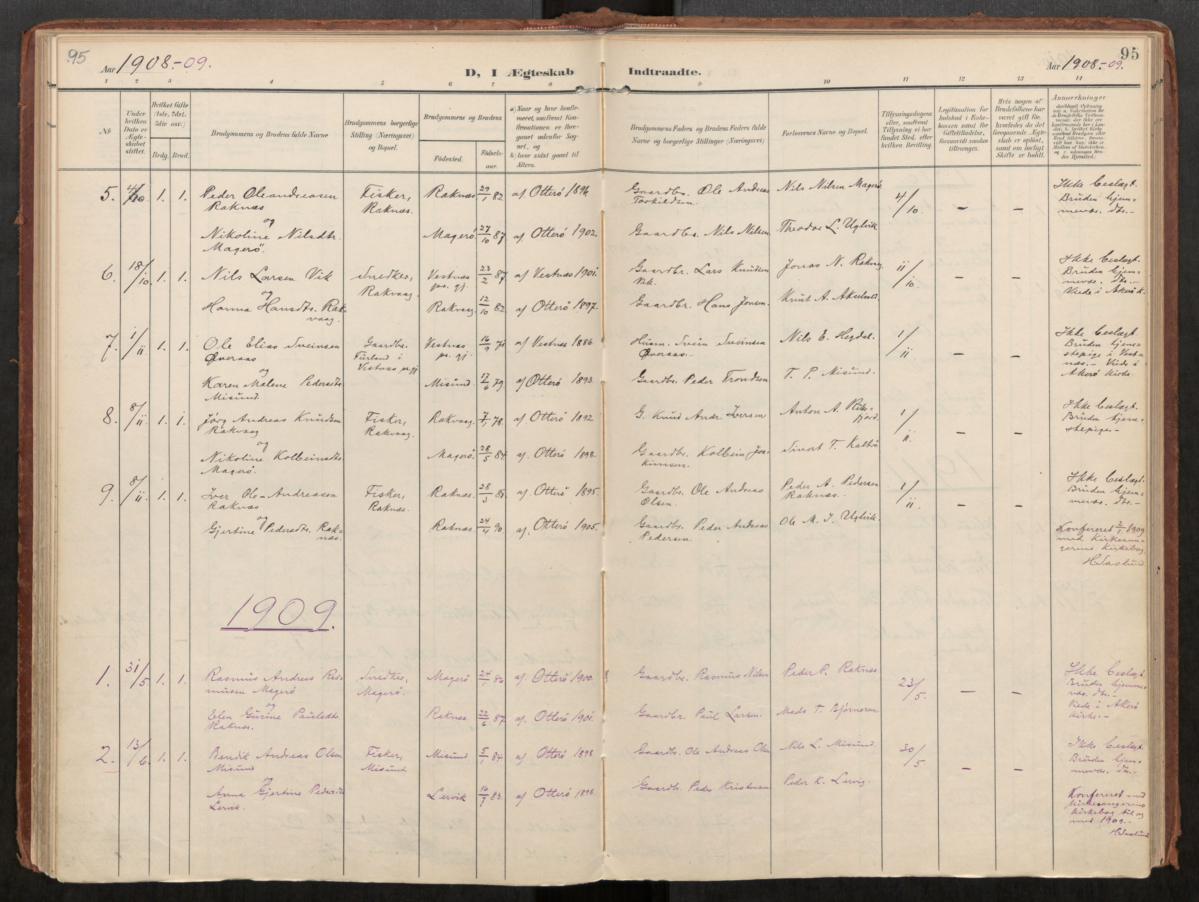 Ministerialprotokoller, klokkerbøker og fødselsregistre - Møre og Romsdal, AV/SAT-A-1454/563/L0740: Parish register (official) no. 563A02, 1903-1923, p. 95