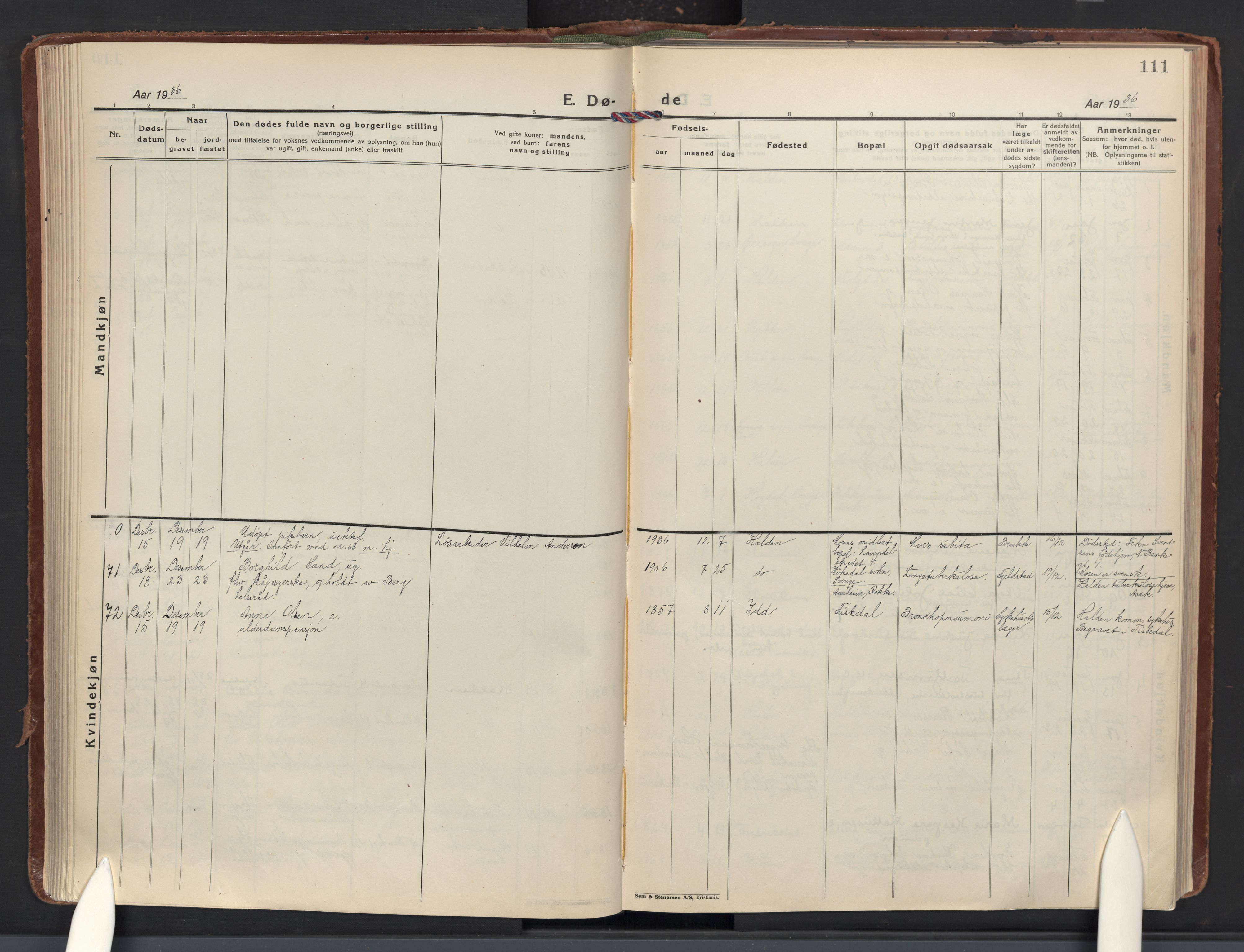 Halden prestekontor Kirkebøker, AV/SAO-A-10909/F/Fa/L0020: Parish register (official) no. I 20, 1925-1941, p. 111