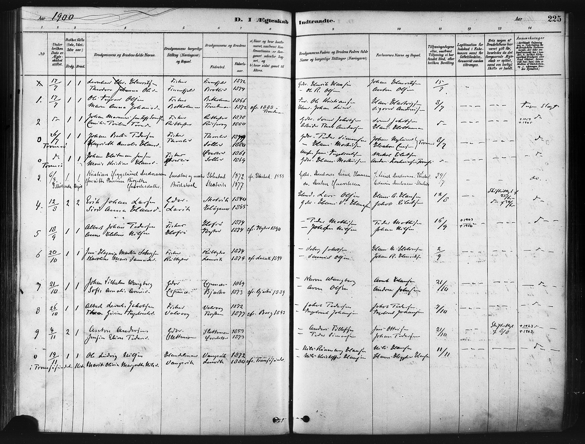 Tranøy sokneprestkontor, SATØ/S-1313/I/Ia/Iaa/L0009kirke: Parish register (official) no. 9, 1878-1904, p. 225