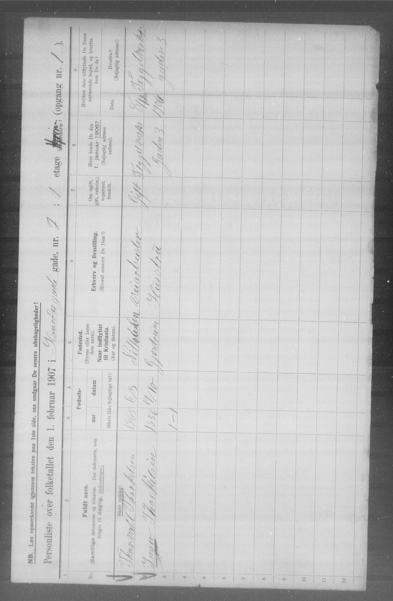 OBA, Municipal Census 1907 for Kristiania, 1907, p. 6757