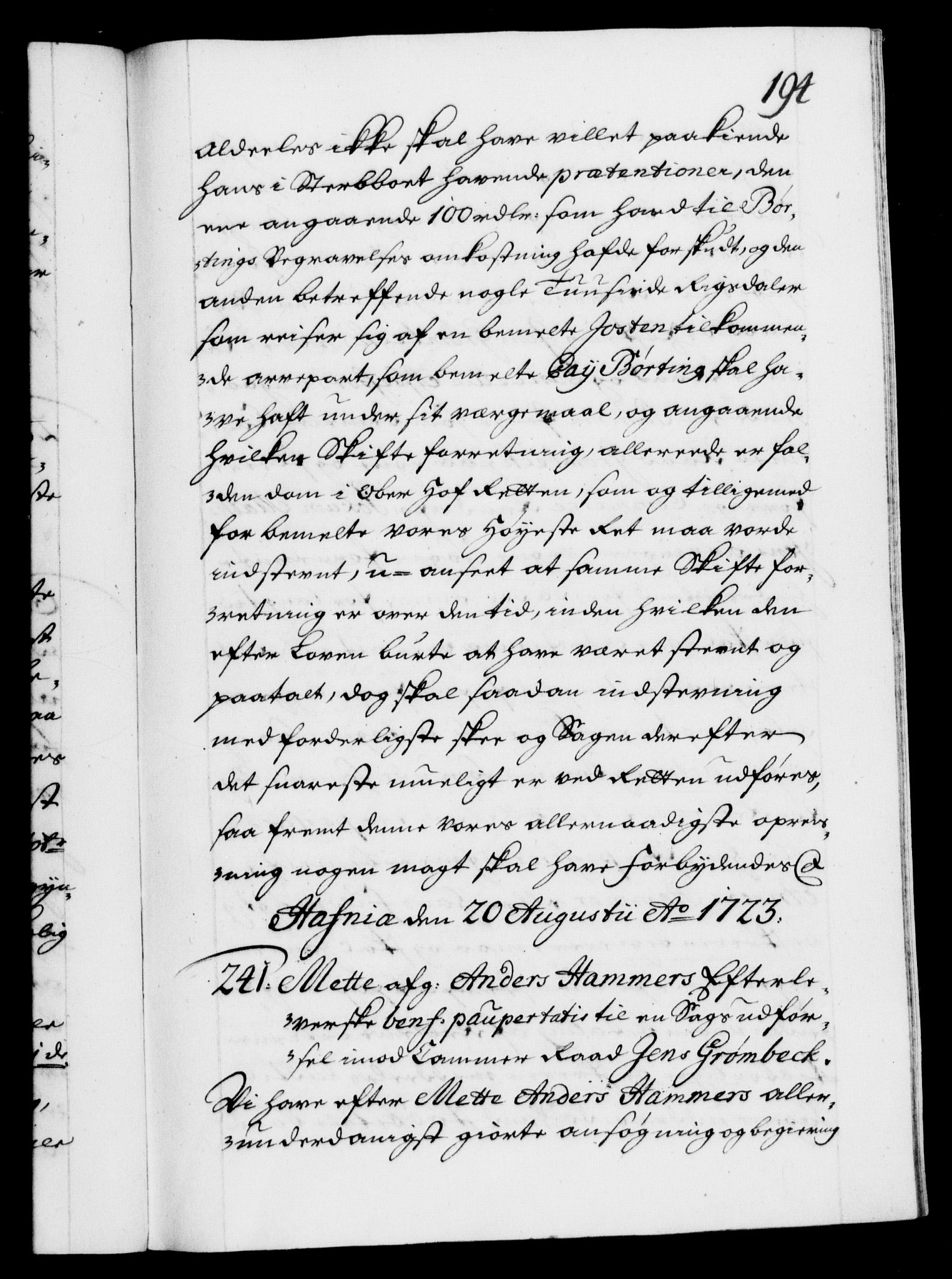 Danske Kanselli 1572-1799, AV/RA-EA-3023/F/Fc/Fca/Fcaa/L0024: Norske registre, 1723-1725, p. 194a