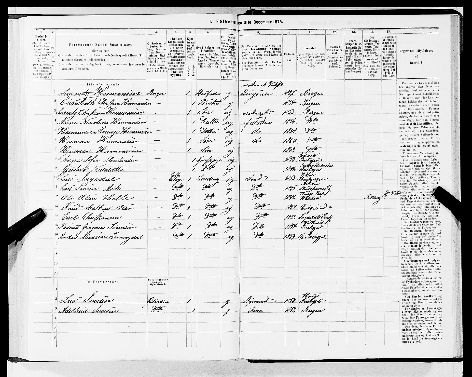 SAB, 1875 census for 1301 Bergen, 1875, p. 1070