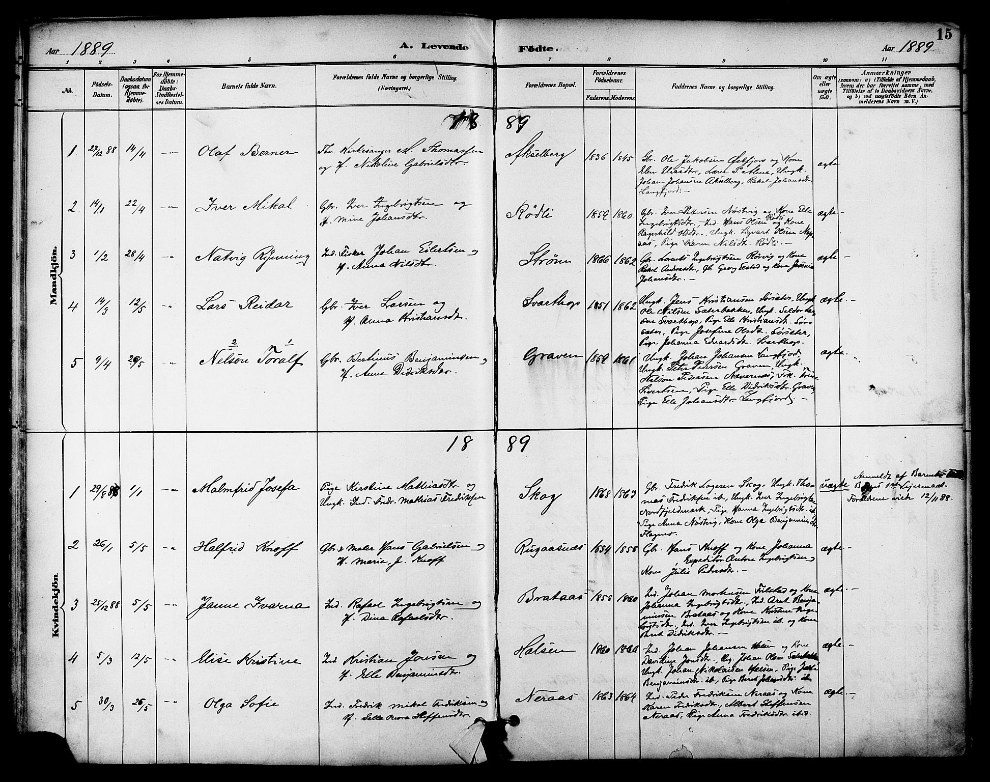 Ministerialprotokoller, klokkerbøker og fødselsregistre - Nordland, AV/SAT-A-1459/814/L0226: Parish register (official) no. 814A07, 1886-1898, p. 15