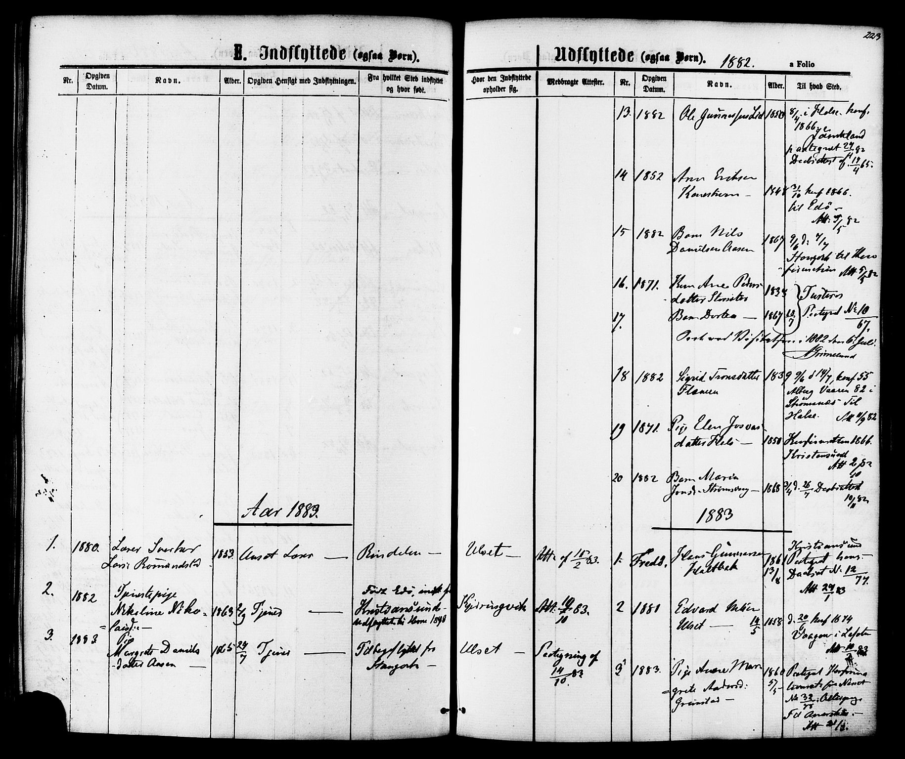 Ministerialprotokoller, klokkerbøker og fødselsregistre - Møre og Romsdal, AV/SAT-A-1454/587/L0999: Parish register (official) no. 587A01, 1864-1886, p. 223