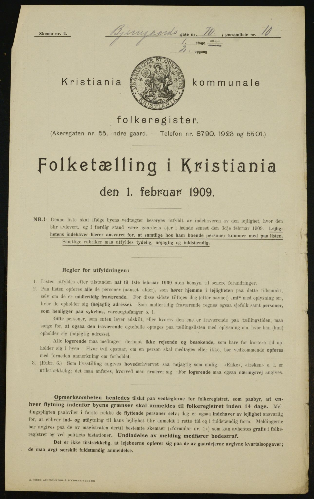 OBA, Municipal Census 1909 for Kristiania, 1909, p. 5992