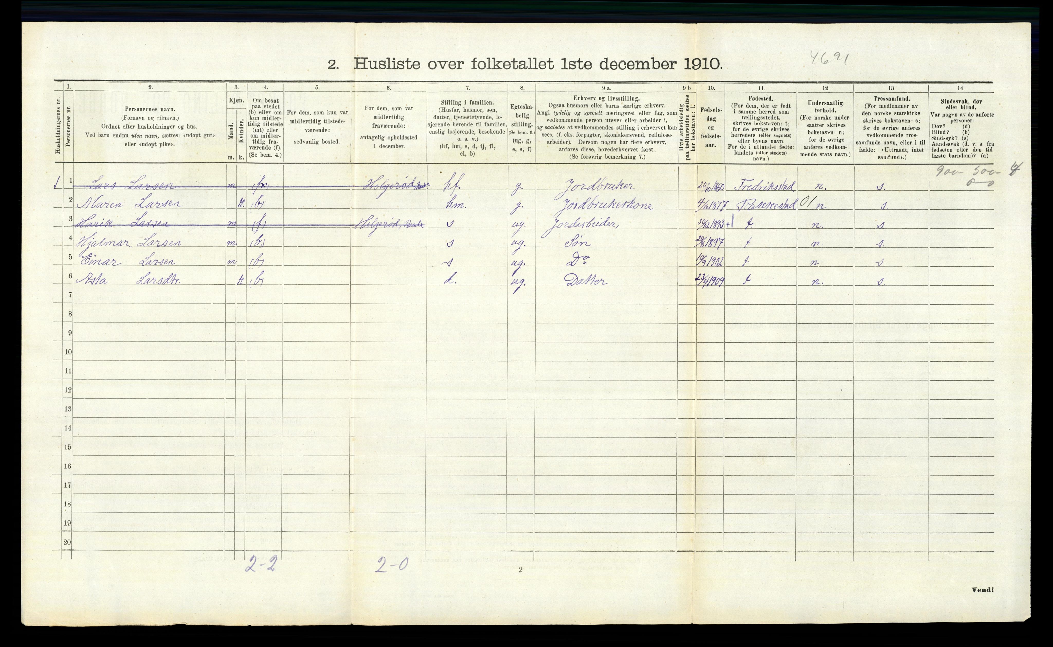 RA, 1910 census for Råde, 1910, p. 391