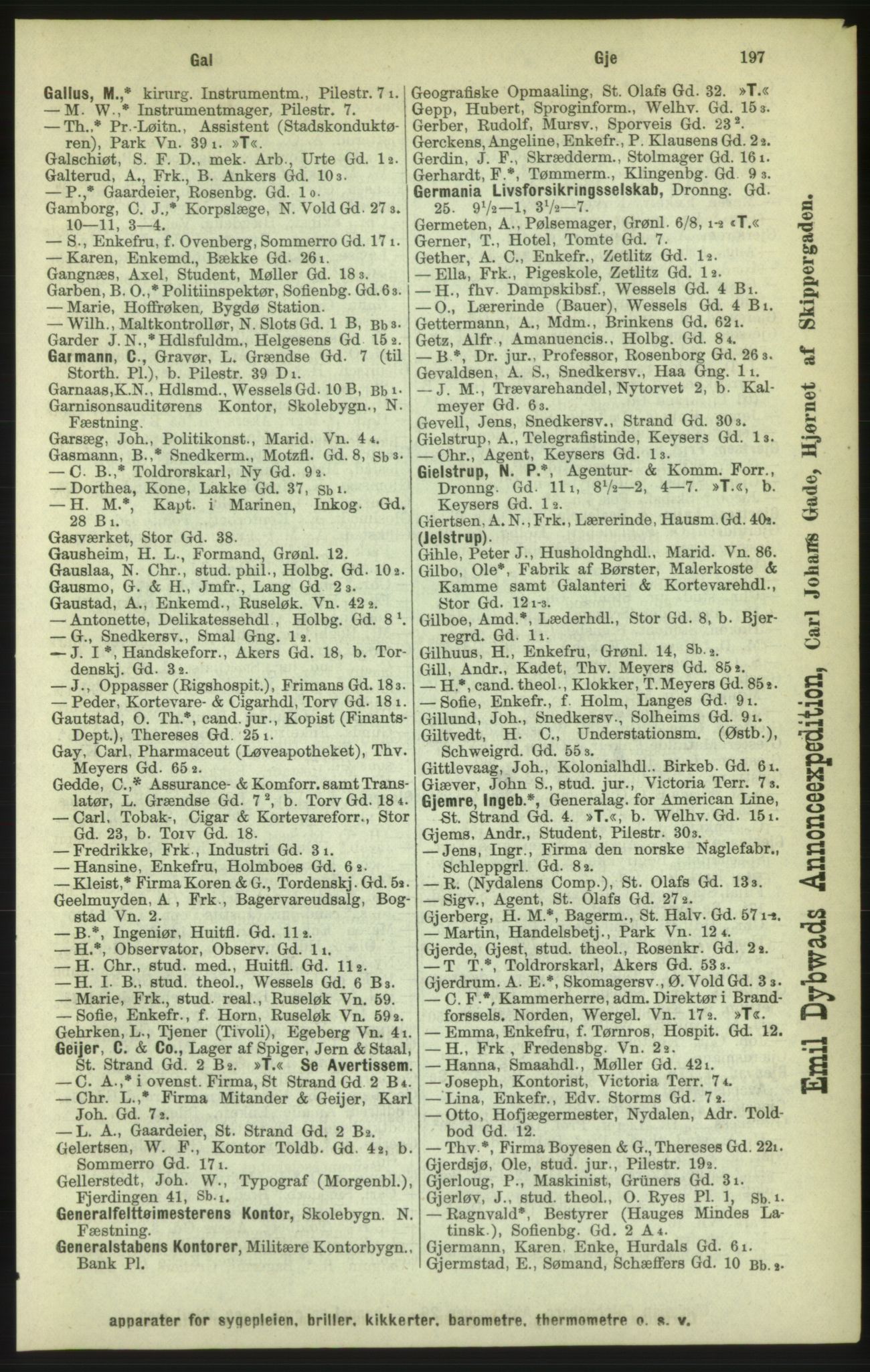 Kristiania/Oslo adressebok, PUBL/-, 1886, p. 197