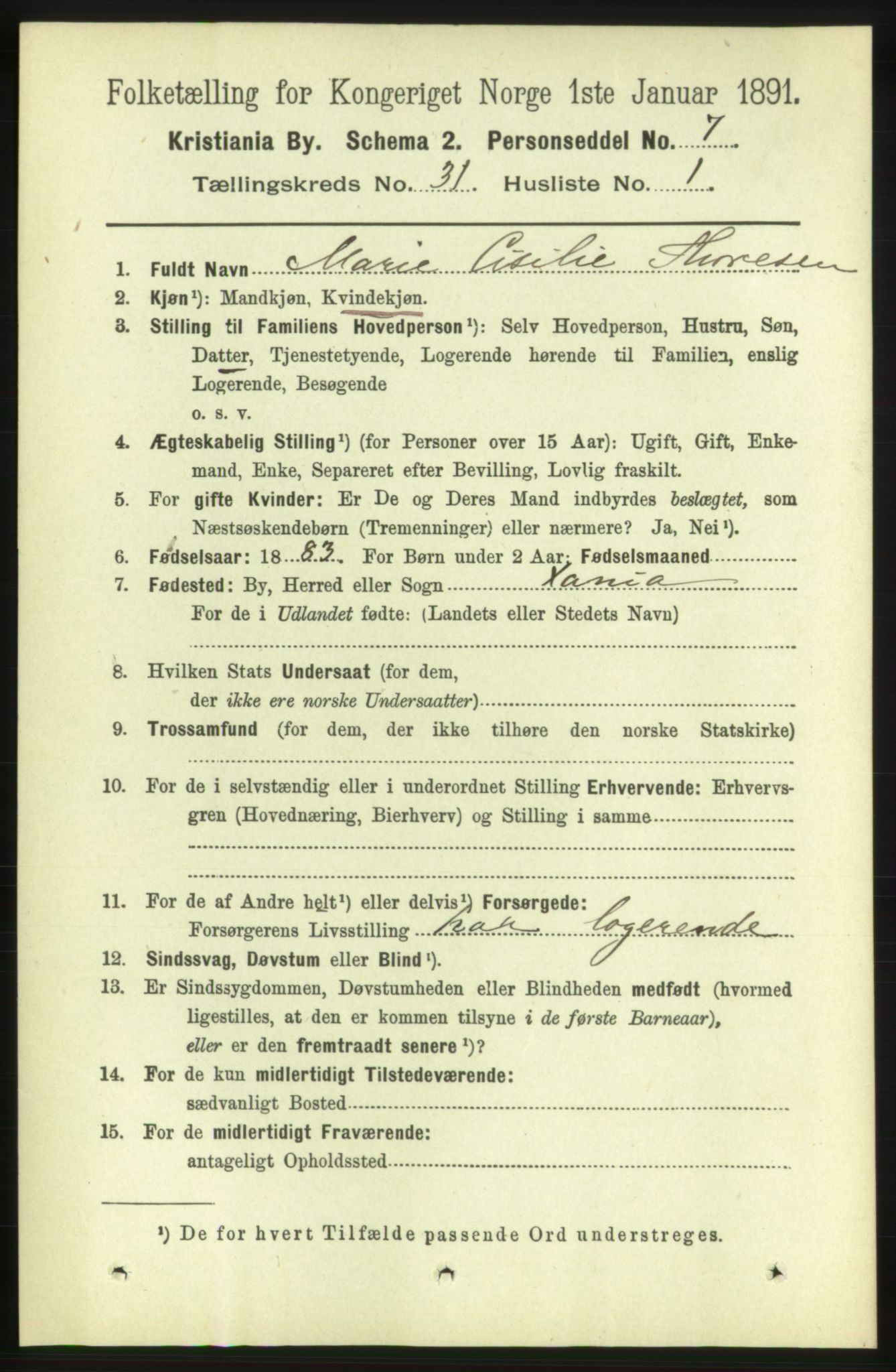 RA, 1891 census for 0301 Kristiania, 1891, p. 15917