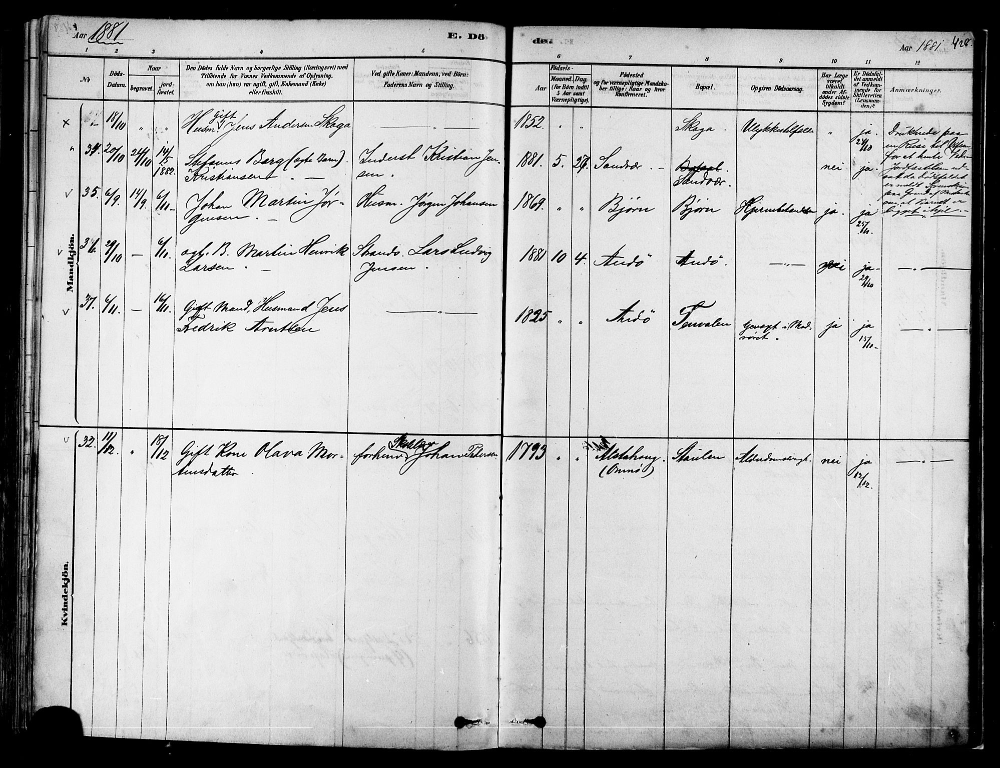 Ministerialprotokoller, klokkerbøker og fødselsregistre - Nordland, AV/SAT-A-1459/834/L0507: Parish register (official) no. 834A05, 1878-1892, p. 428