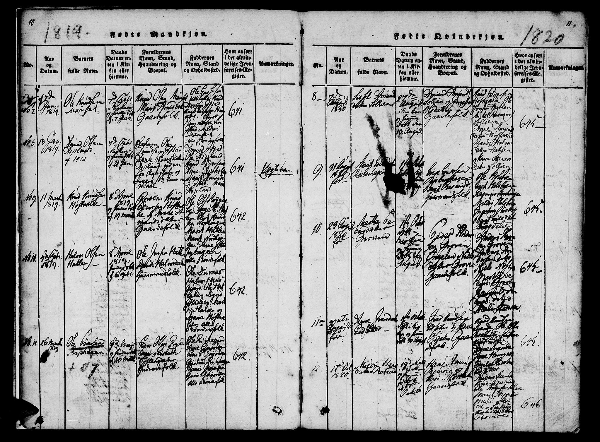 Ministerialprotokoller, klokkerbøker og fødselsregistre - Møre og Romsdal, AV/SAT-A-1454/557/L0679: Parish register (official) no. 557A01, 1818-1843, p. 10-11