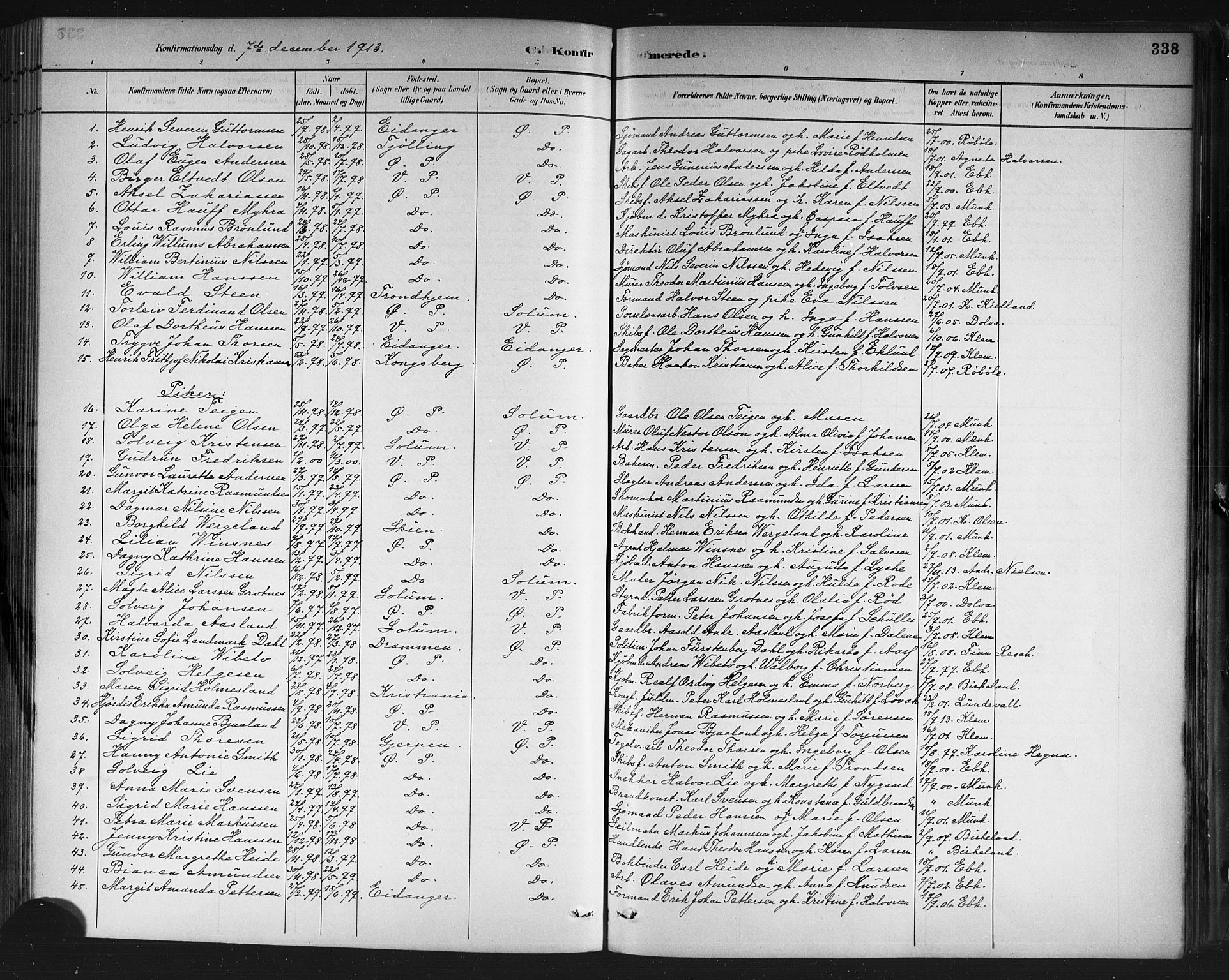 Porsgrunn kirkebøker , SAKO/A-104/G/Gb/L0005: Parish register (copy) no. II 5, 1883-1915, p. 338