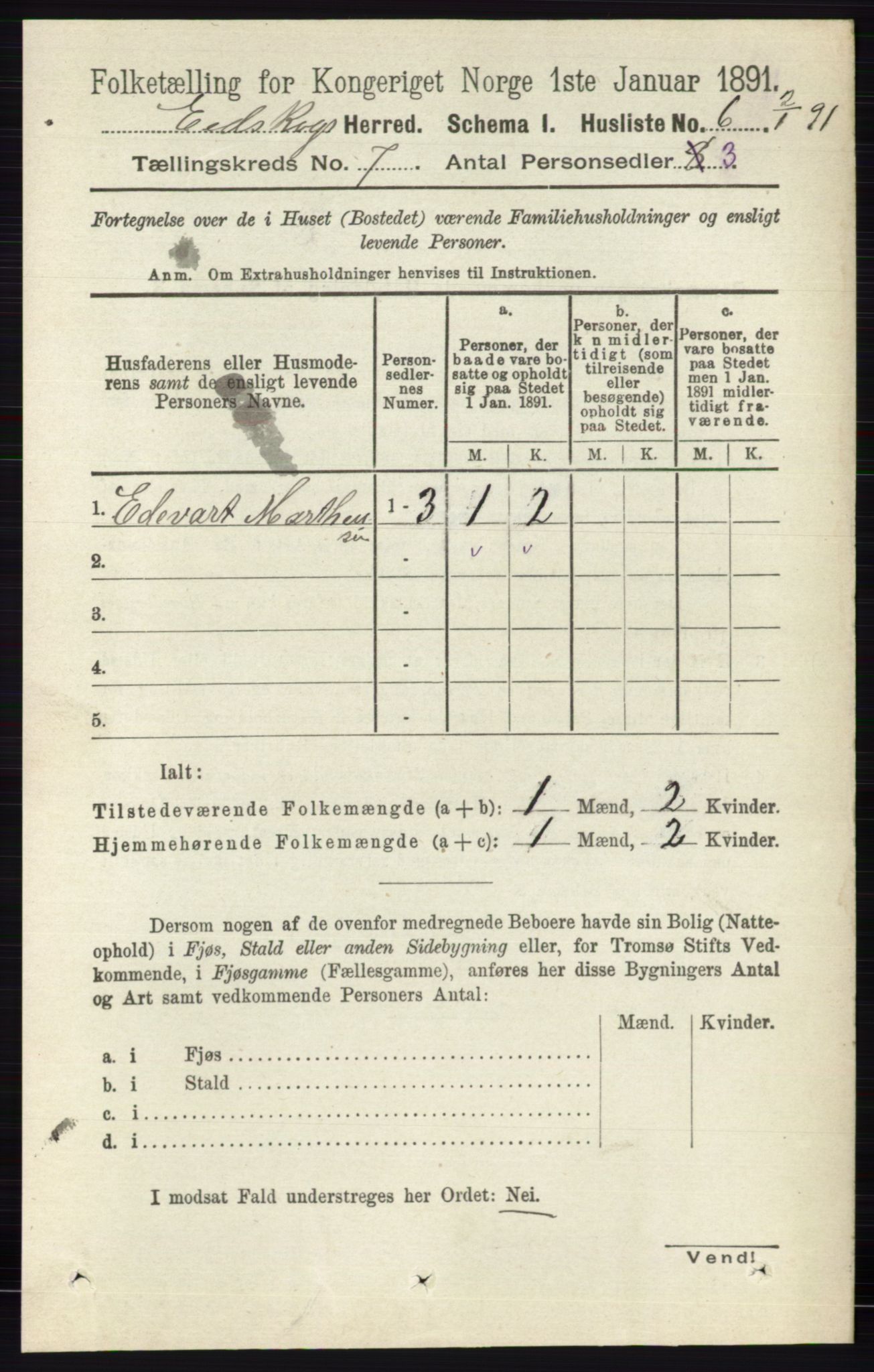 RA, 1891 census for 0420 Eidskog, 1891, p. 3556