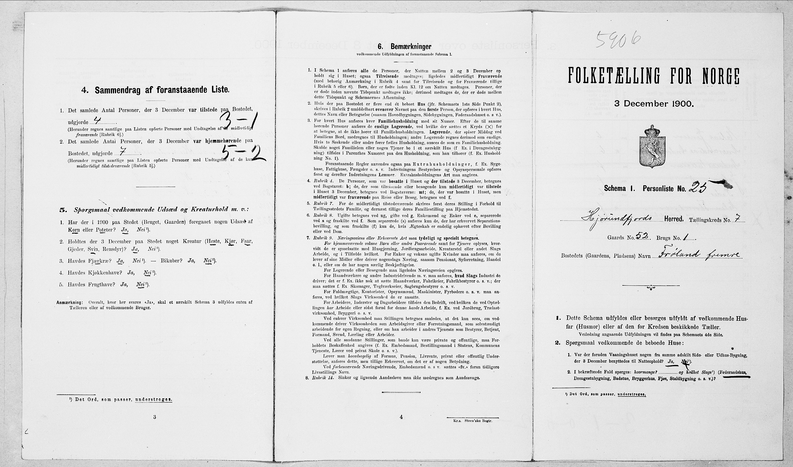 SAT, 1900 census for Hjørundfjord, 1900, p. 409