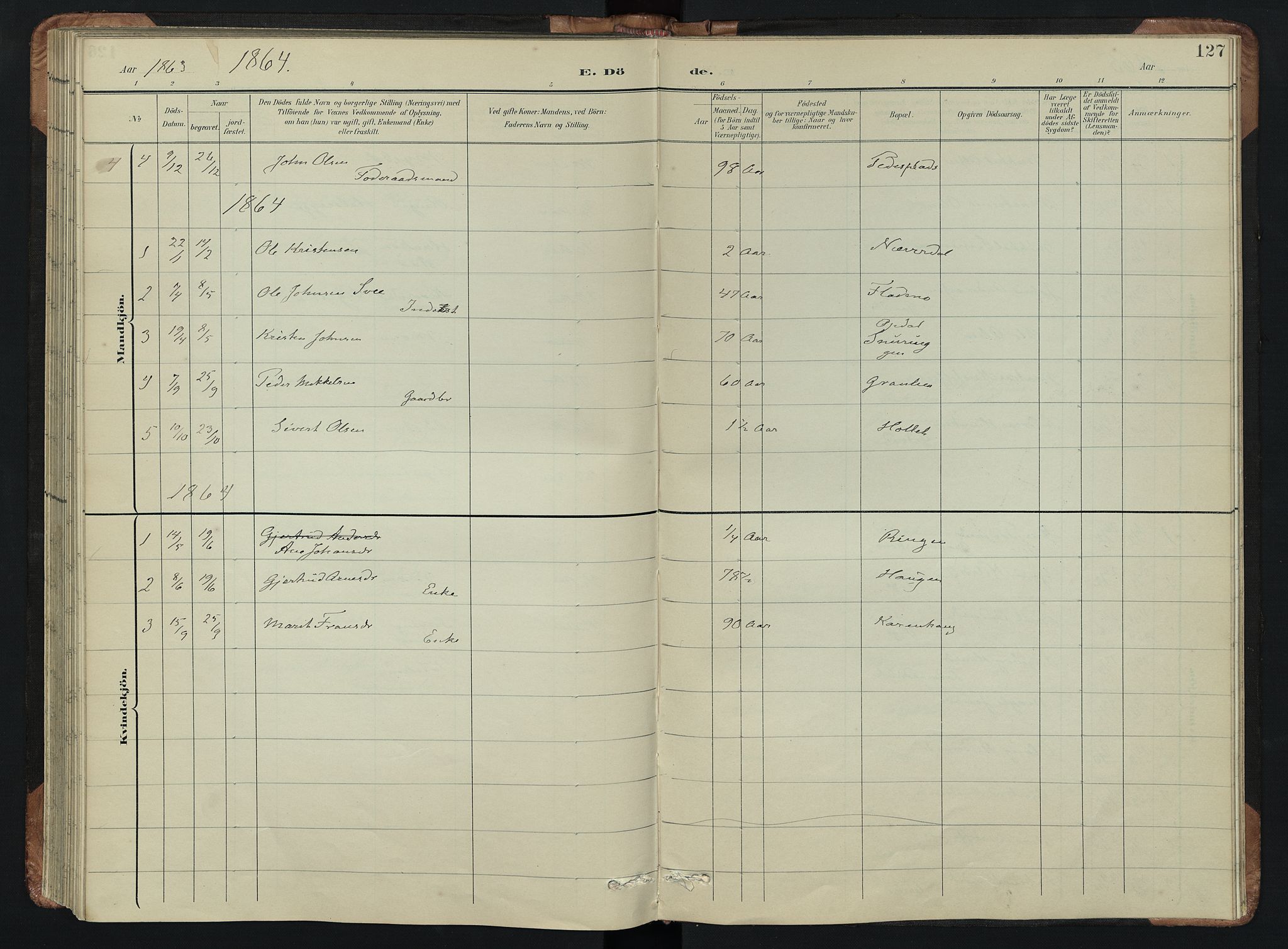 Kvikne prestekontor, SAH/PREST-064/H/Ha/Hab/L0002: Parish register (copy) no. 2, 1859-1901, p. 127