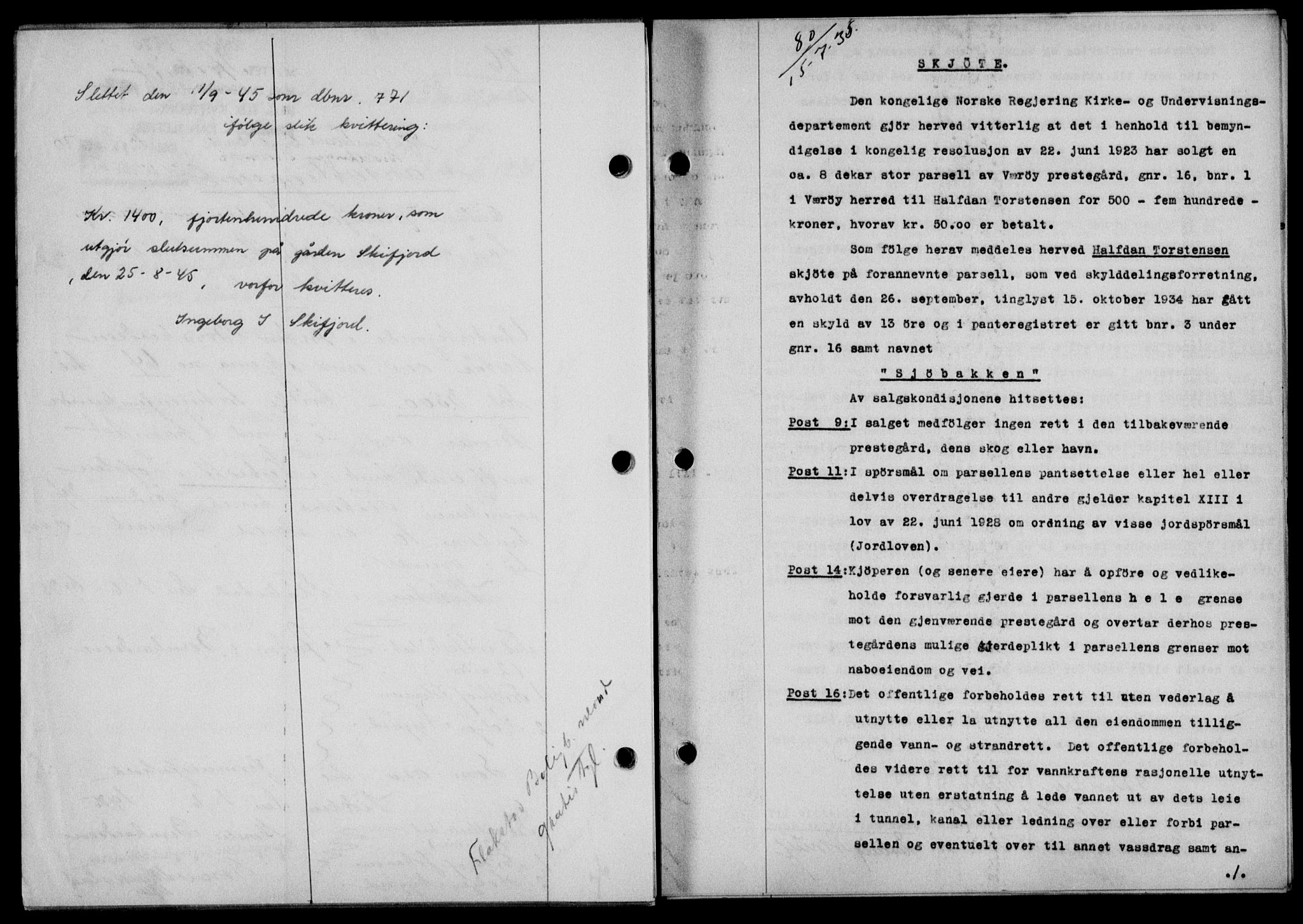 Lofoten sorenskriveri, SAT/A-0017/1/2/2C/L0032b: Mortgage book no. 32b, 1935-1935, Deed date: 15.07.1935