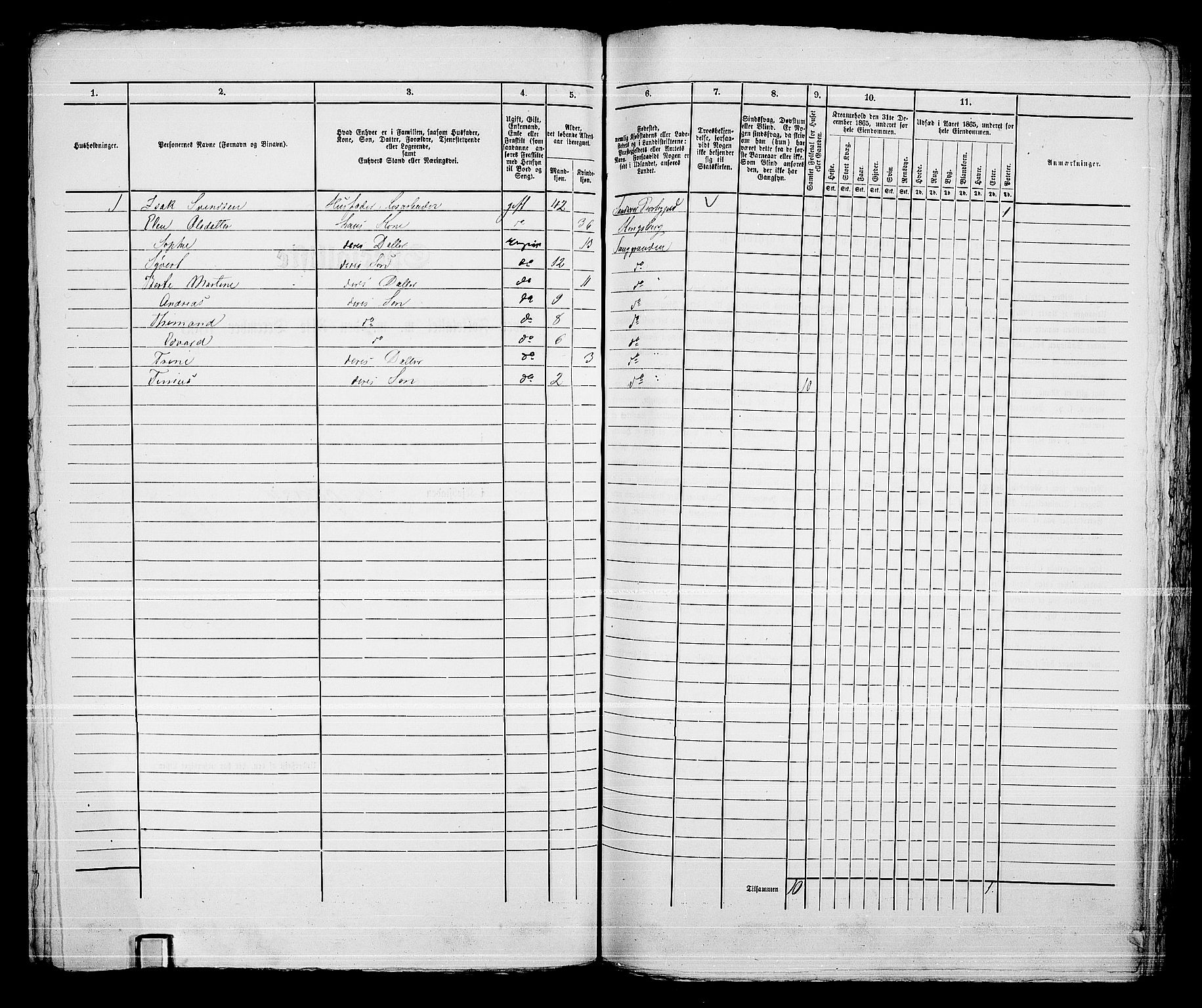 RA, 1865 census for Kongsberg/Kongsberg, 1865, p. 1351