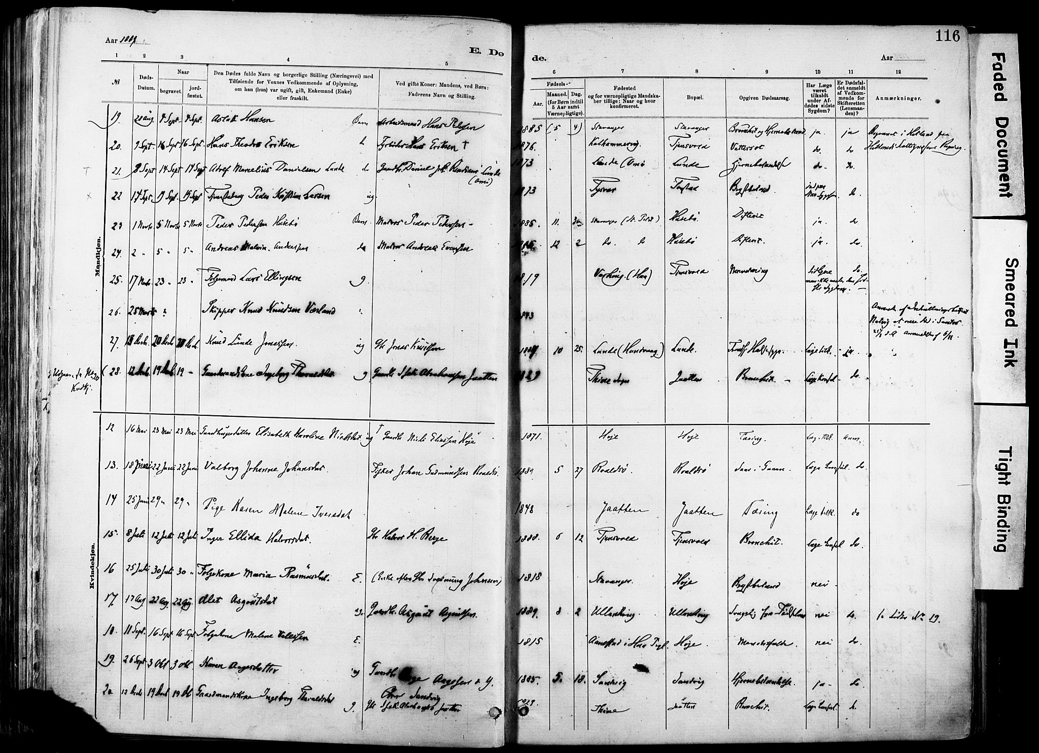 Hetland sokneprestkontor, AV/SAST-A-101826/30/30BA/L0012: Parish register (official) no. A 12, 1882-1912, p. 116