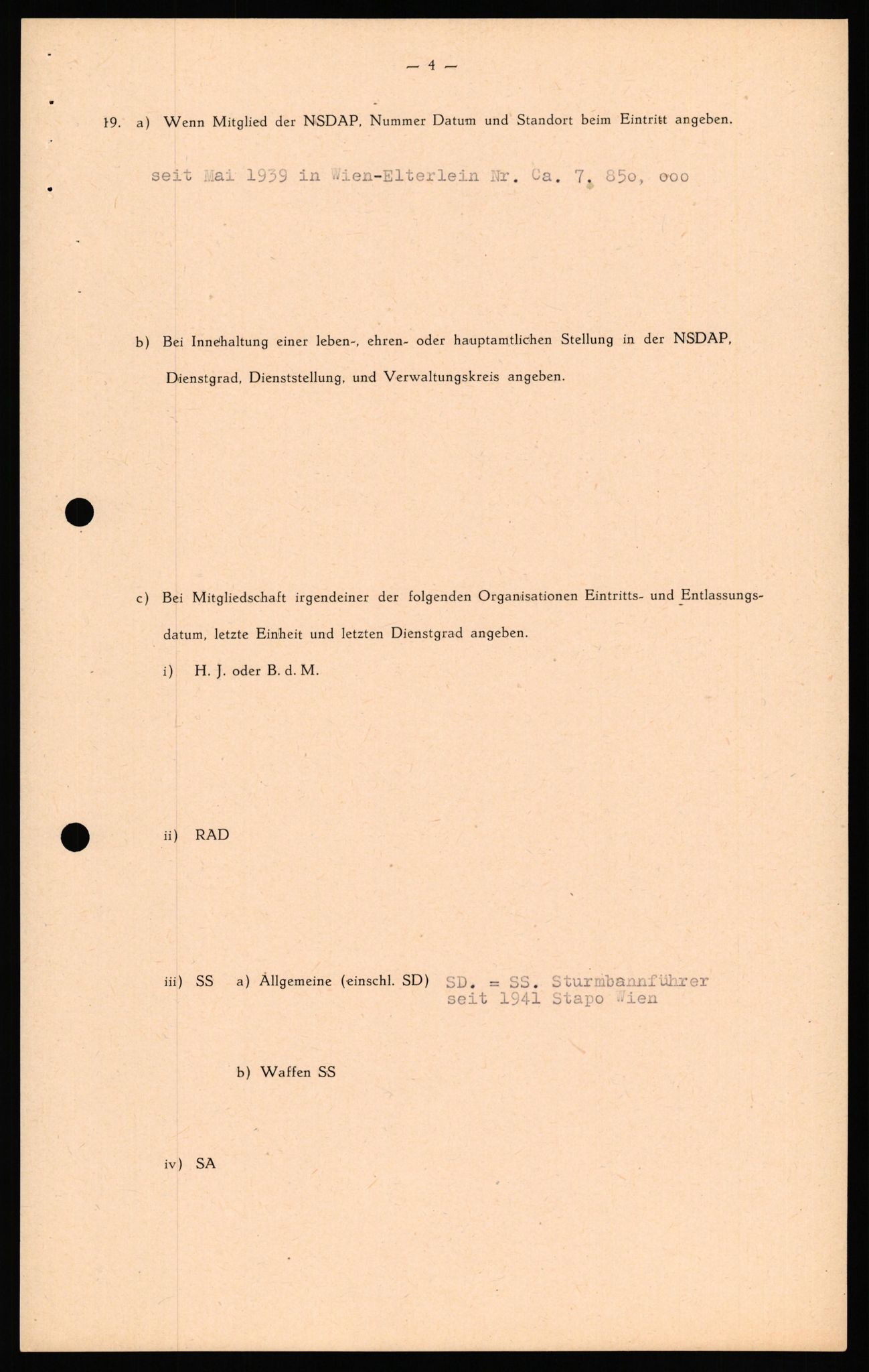 Forsvaret, Forsvarets overkommando II, AV/RA-RAFA-3915/D/Db/L0039: CI Questionaires. Tyske okkupasjonsstyrker i Norge. Østerrikere., 1945-1946, p. 198
