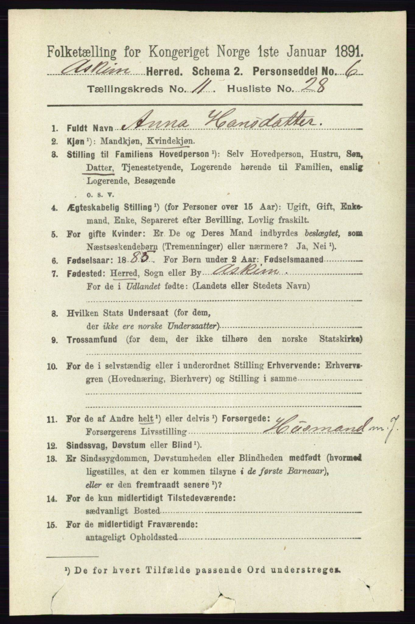 RA, 1891 census for 0124 Askim, 1891, p. 1886