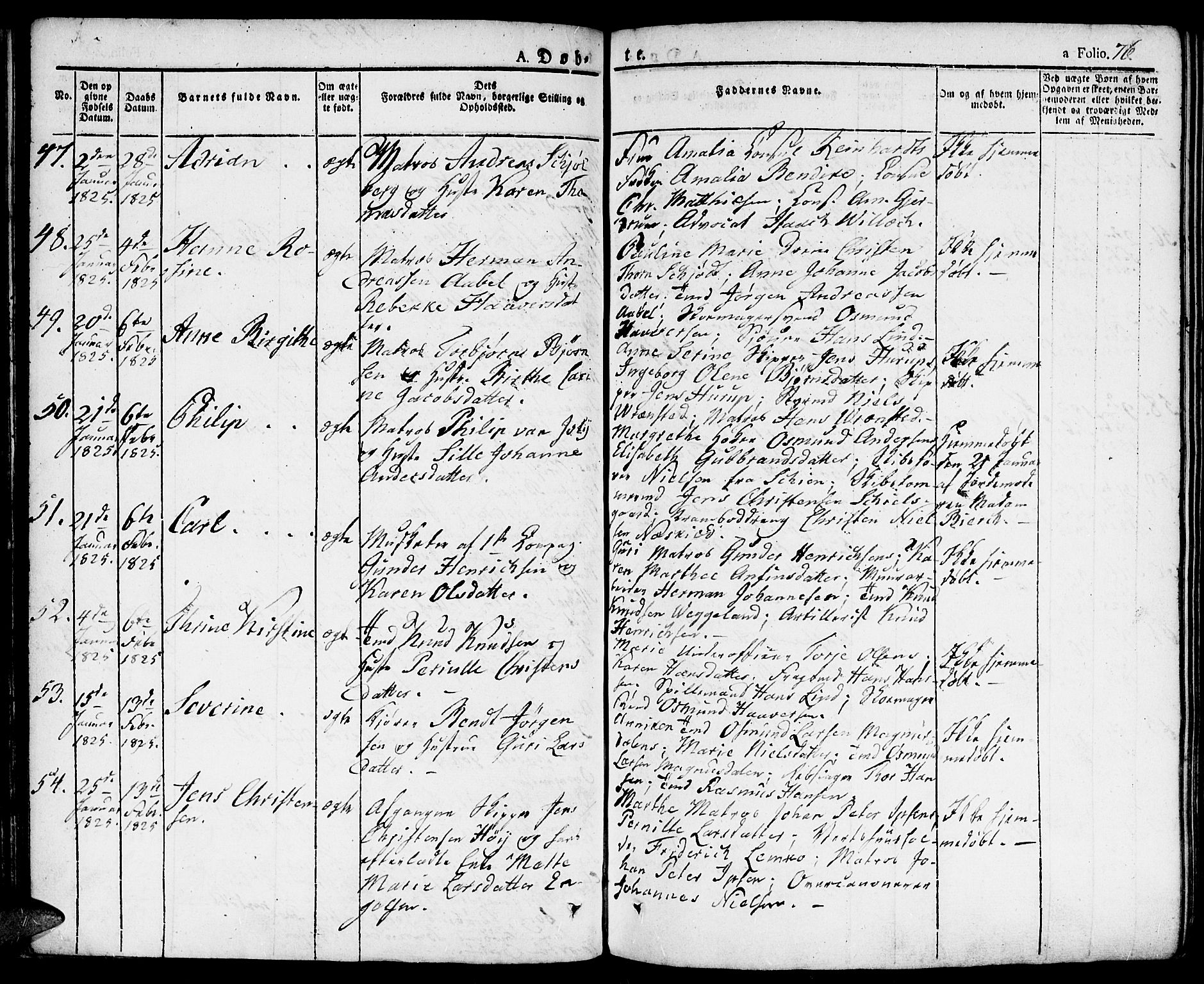 Kristiansand domprosti, SAK/1112-0006/F/Fa/L0009: Parish register (official) no. A 9, 1821-1827, p. 76