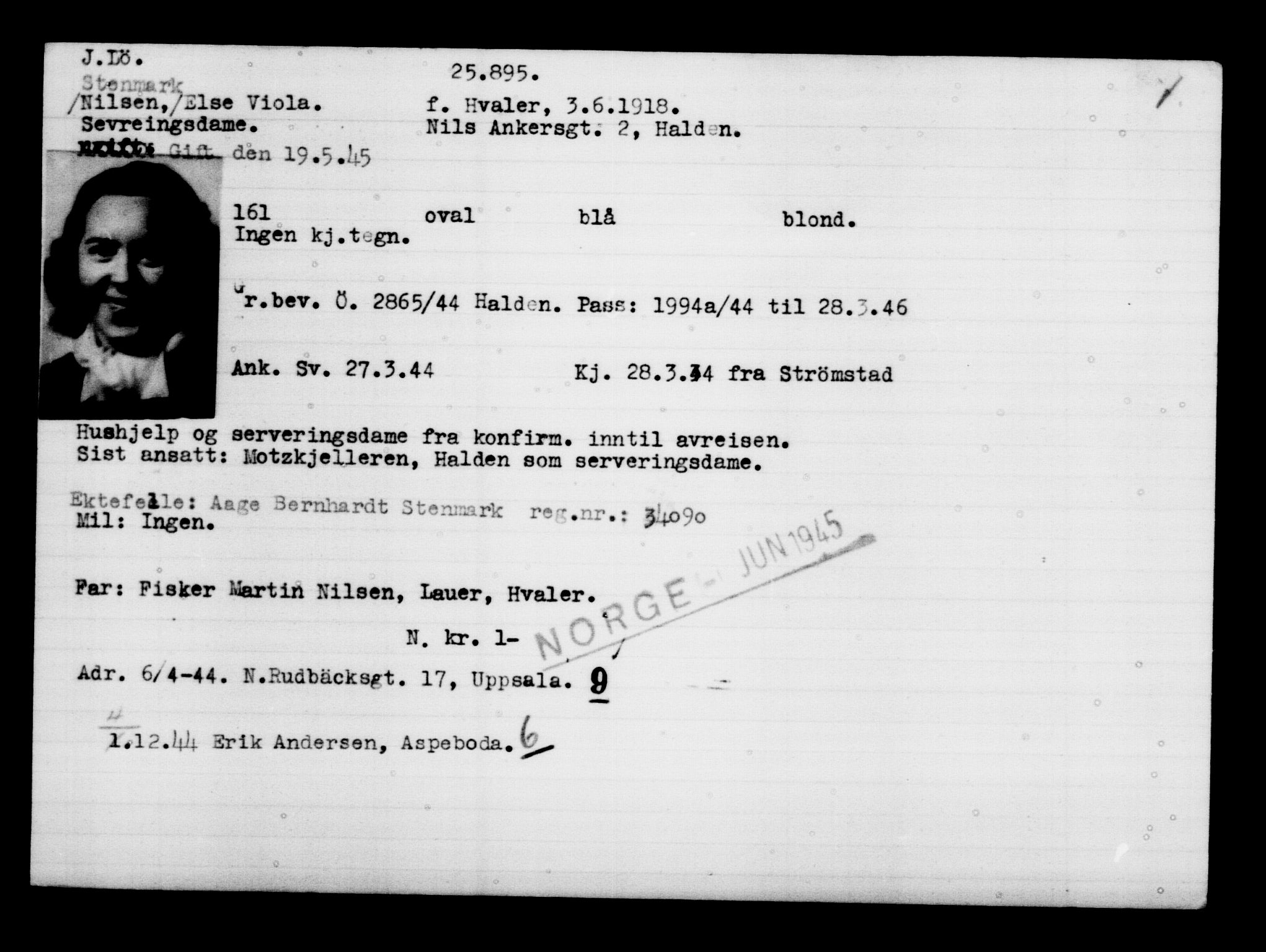 Den Kgl. Norske Legasjons Flyktningskontor, AV/RA-S-6753/V/Va/L0011: Kjesäterkartoteket.  Flyktningenr. 25300-28349, 1940-1945, p. 619