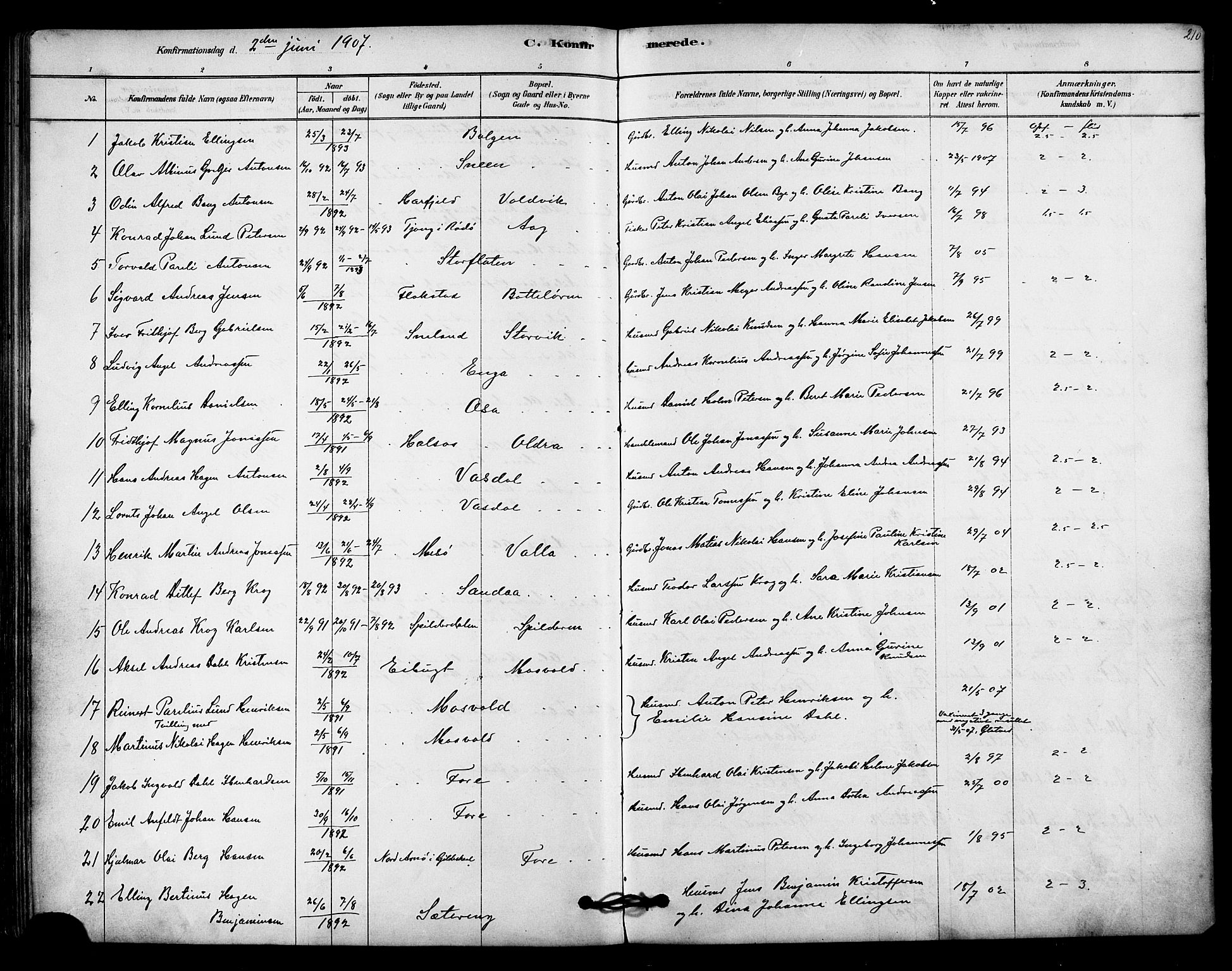 Ministerialprotokoller, klokkerbøker og fødselsregistre - Nordland, SAT/A-1459/843/L0626: Parish register (official) no. 843A01, 1878-1907, p. 210