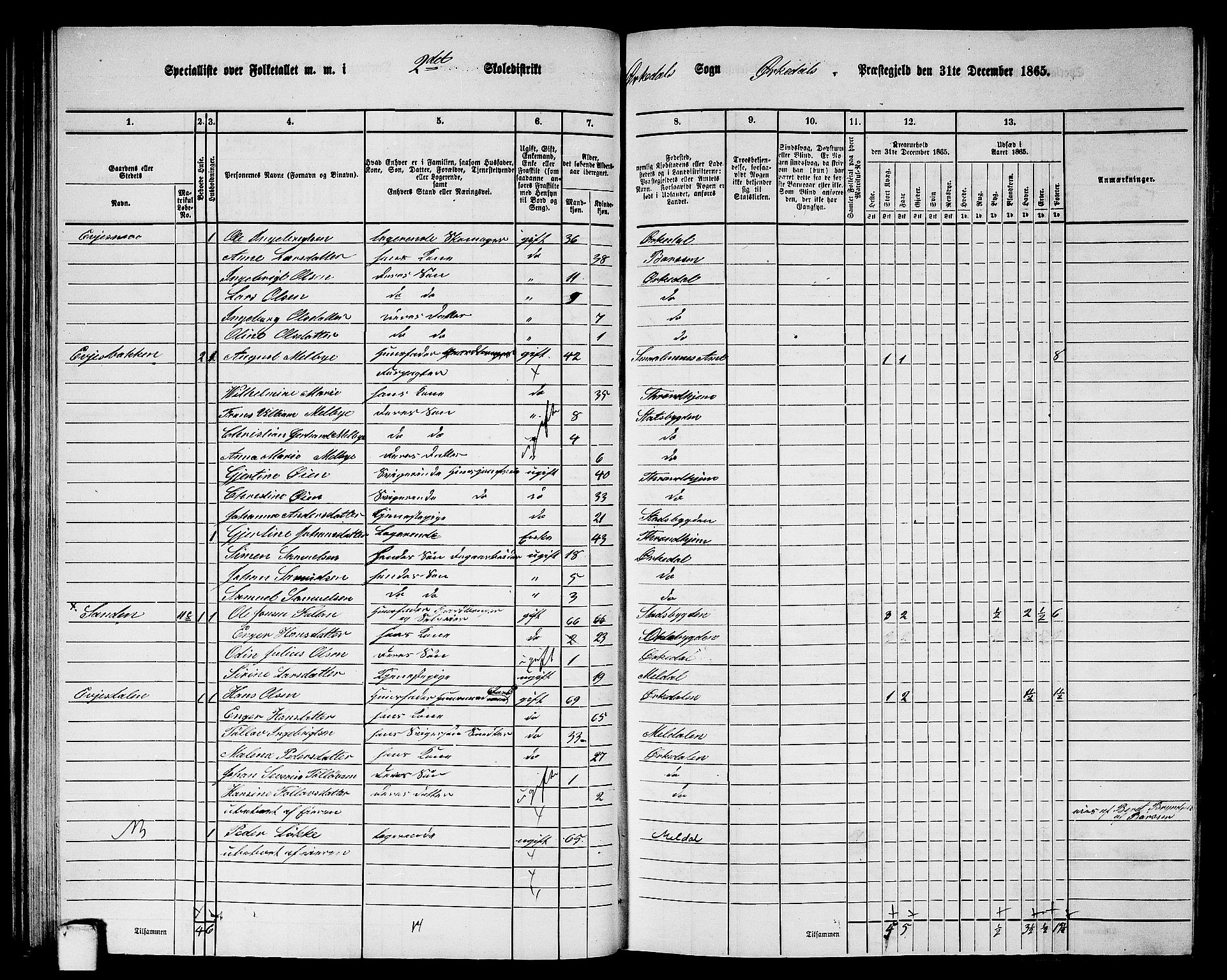 RA, 1865 census for Orkdal, 1865, p. 61