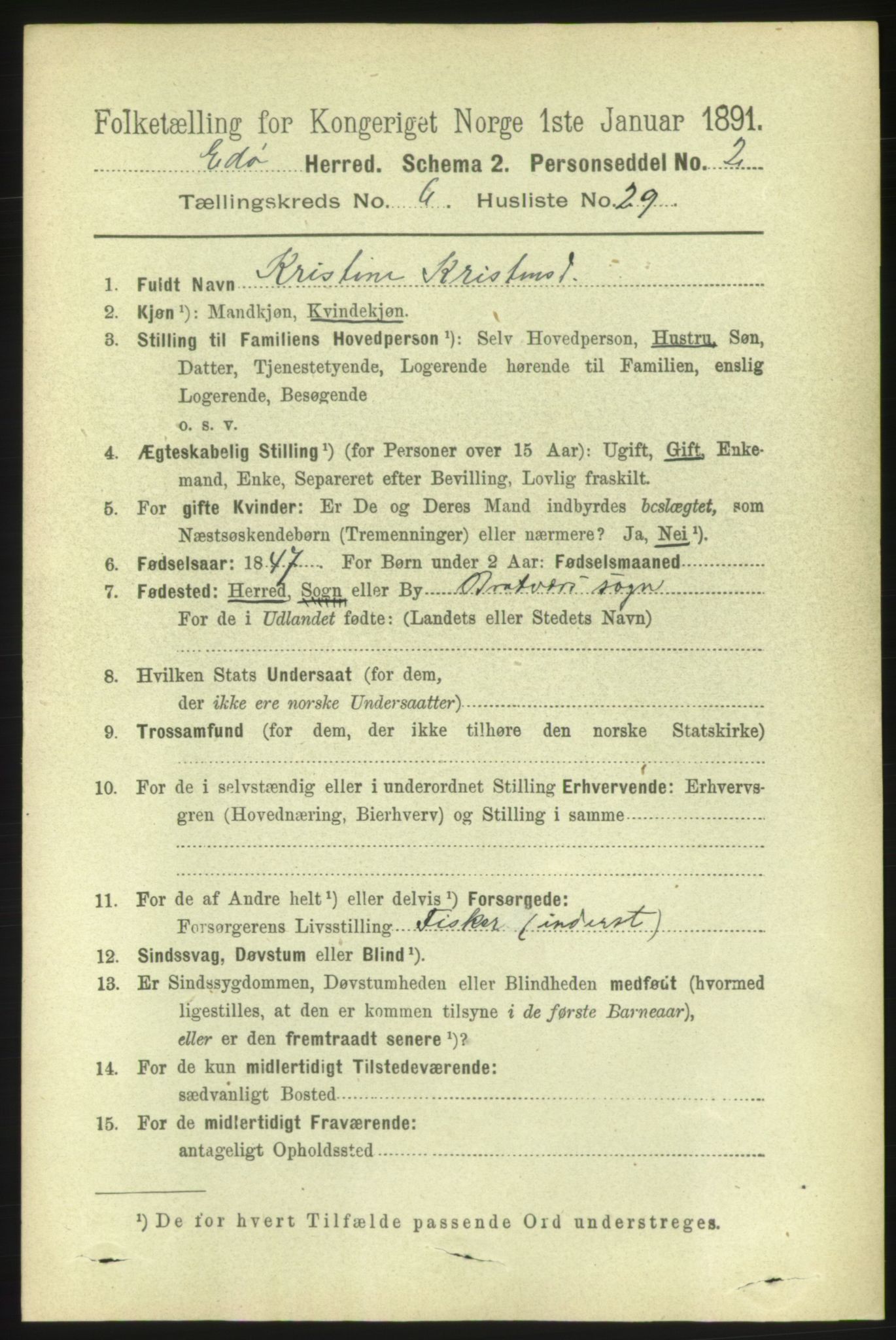 RA, 1891 census for 1573 Edøy, 1891, p. 1529