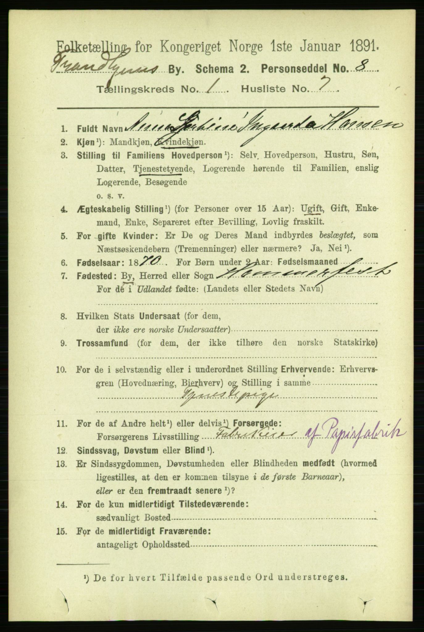 RA, 1891 census for 1601 Trondheim, 1891, p. 2688
