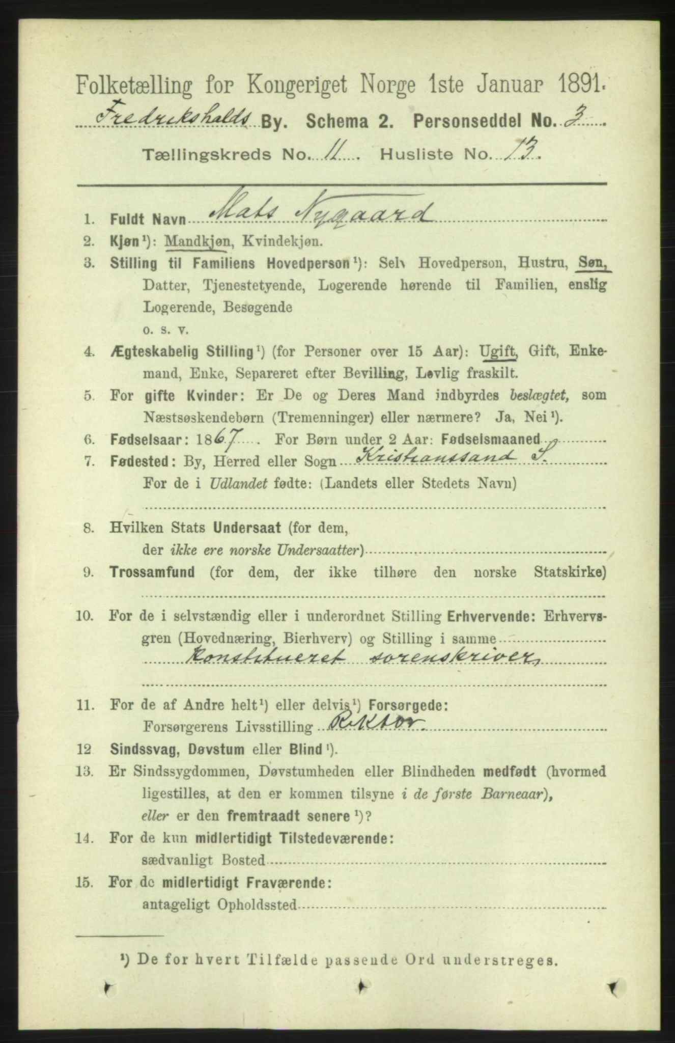 RA, 1891 census for 0101 Fredrikshald, 1891, p. 7799
