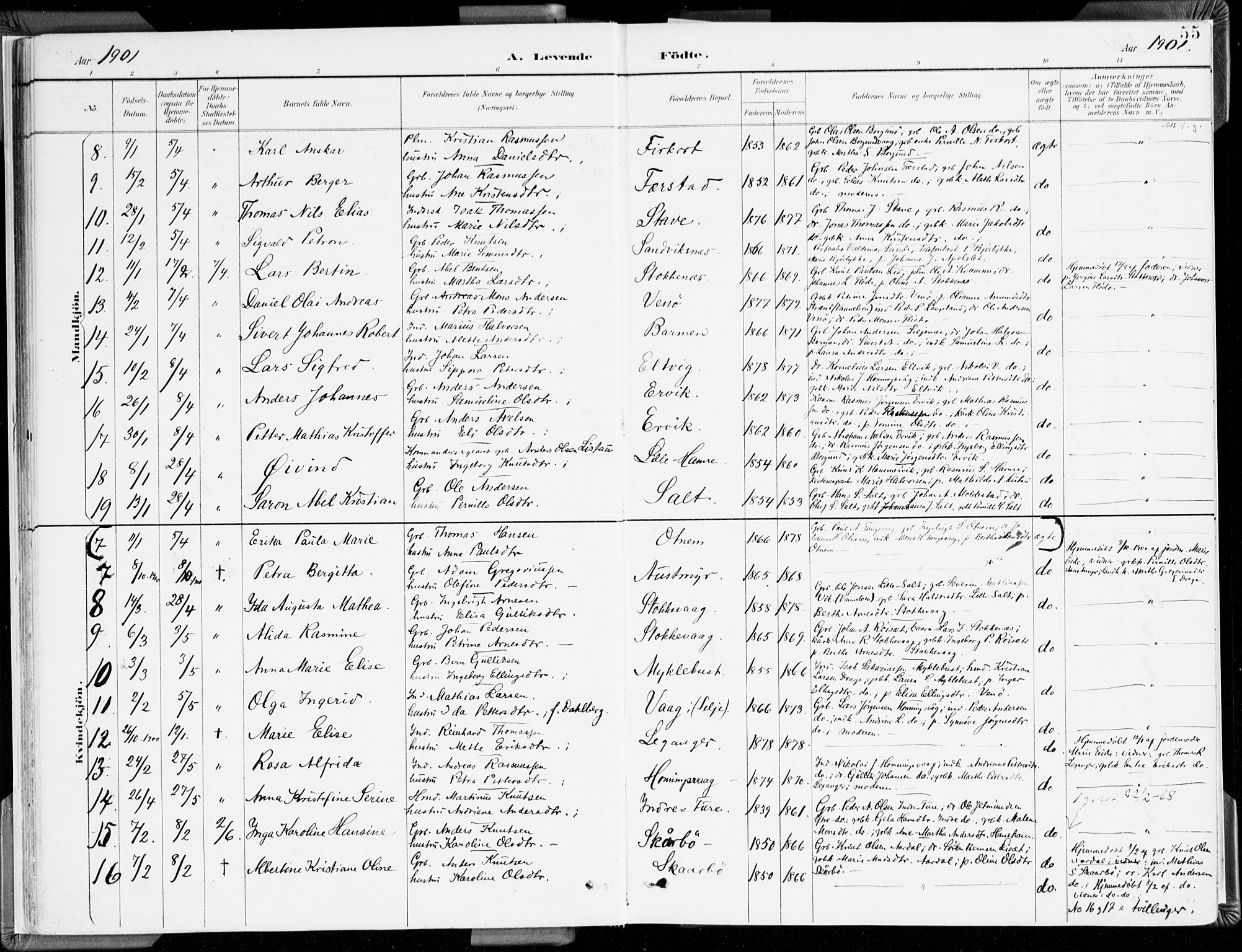 Selje sokneprestembete, AV/SAB-A-99938/H/Ha/Haa/Haab: Parish register (official) no. B 2, 1891-1907, p. 55