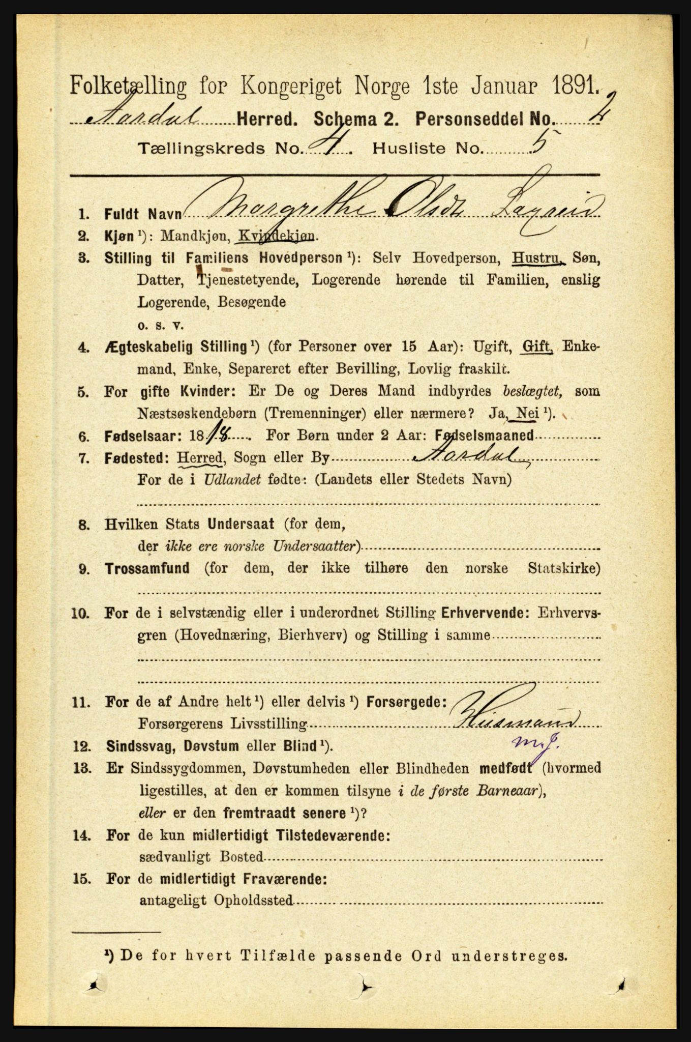 RA, 1891 census for 1424 Årdal, 1891, p. 672