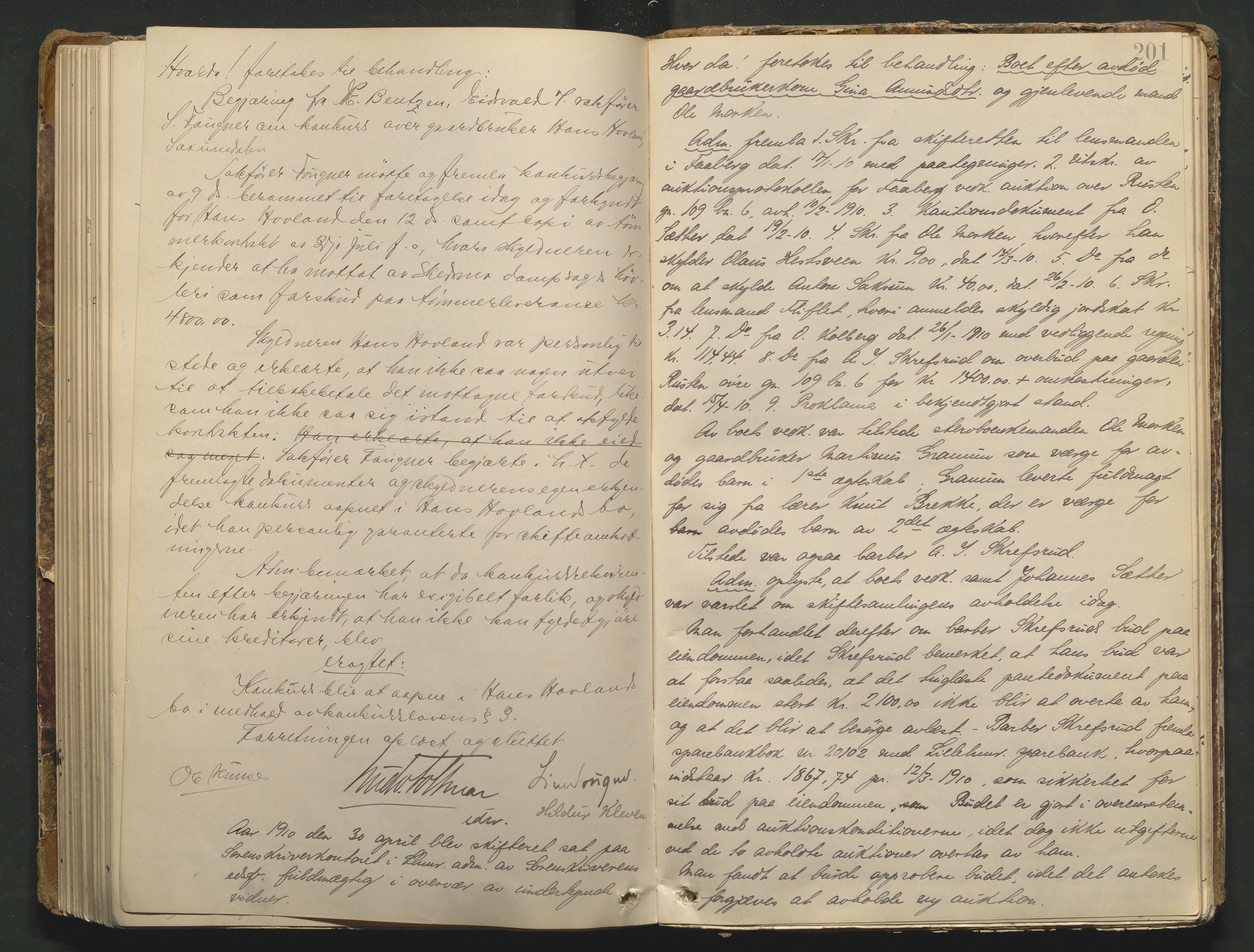 Sør-Gudbrandsdal tingrett, AV/SAH-TING-004/J/Ja/Jad/L0001: Skifteforhandlingsprotokoll - Fåberg og Gausdal, 1899-1911, p. 200b-201a