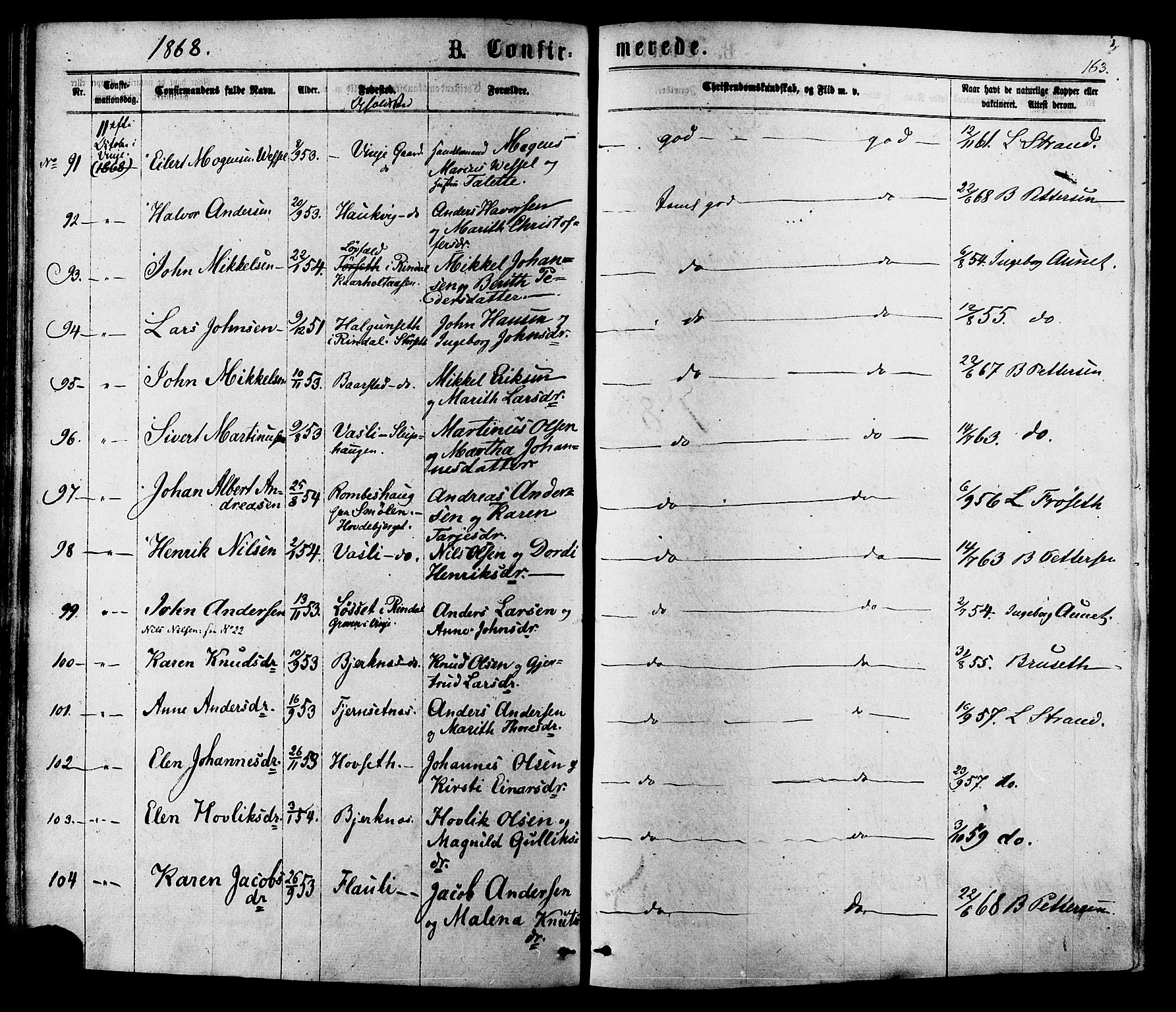 Ministerialprotokoller, klokkerbøker og fødselsregistre - Sør-Trøndelag, SAT/A-1456/630/L0495: Parish register (official) no. 630A08, 1868-1878, p. 163