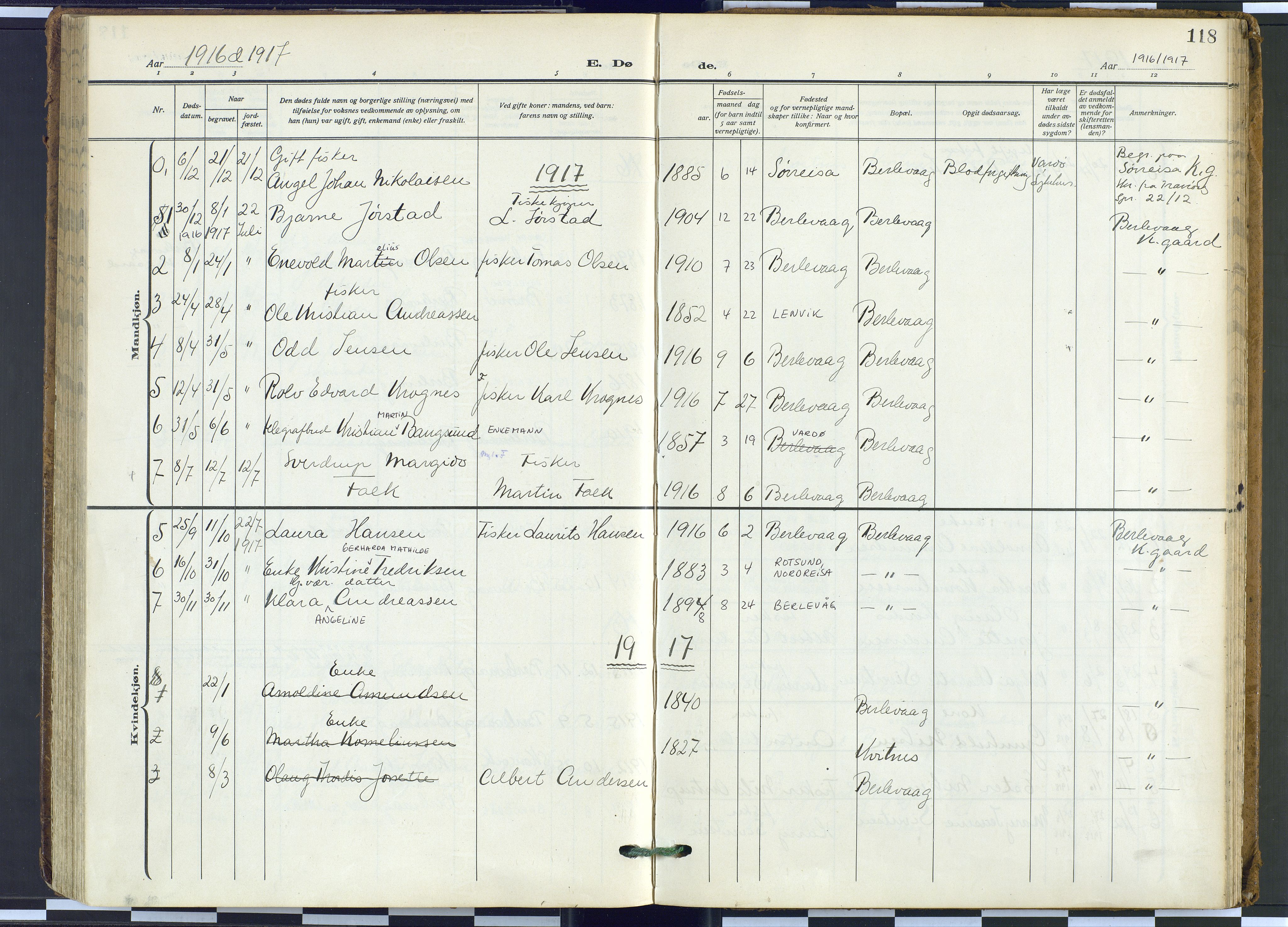 Tana sokneprestkontor, SATØ/S-1334/H/Ha: Parish register (official) no. 9, 1914-1930, p. 118