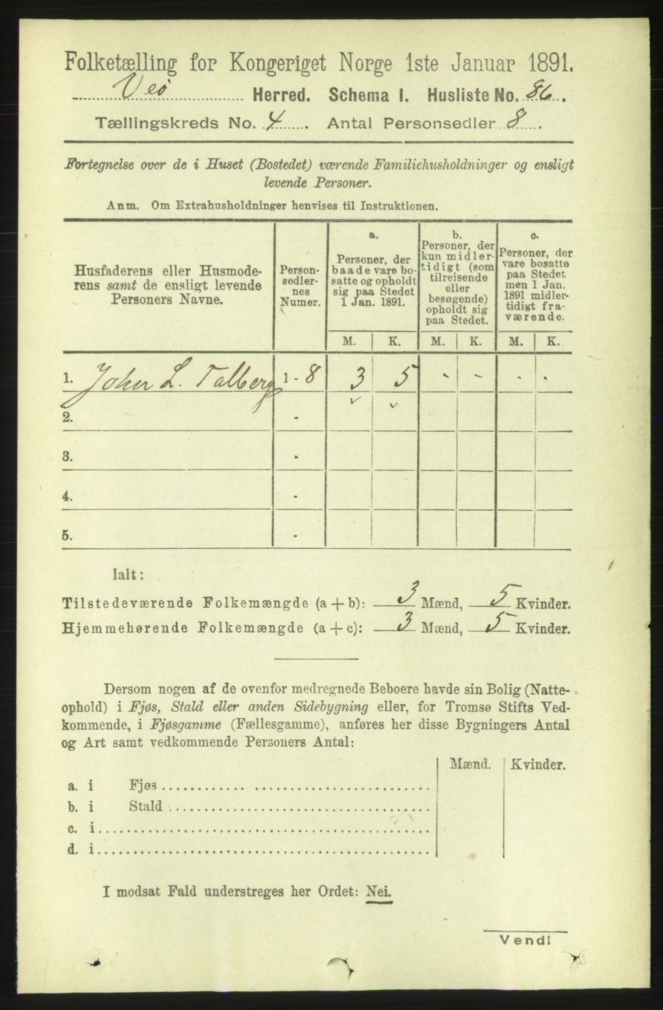 RA, 1891 census for 1541 Veøy, 1891, p. 1821