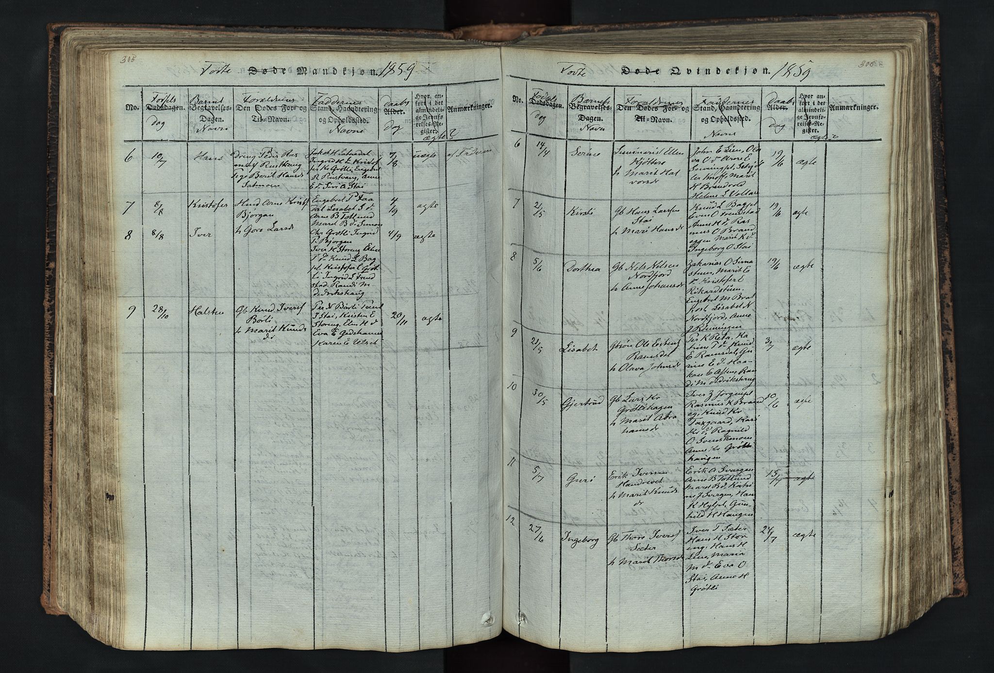 Kvikne prestekontor, SAH/PREST-064/H/Ha/Hab/L0001: Parish register (copy) no. 1, 1815-1895, p. 305-306