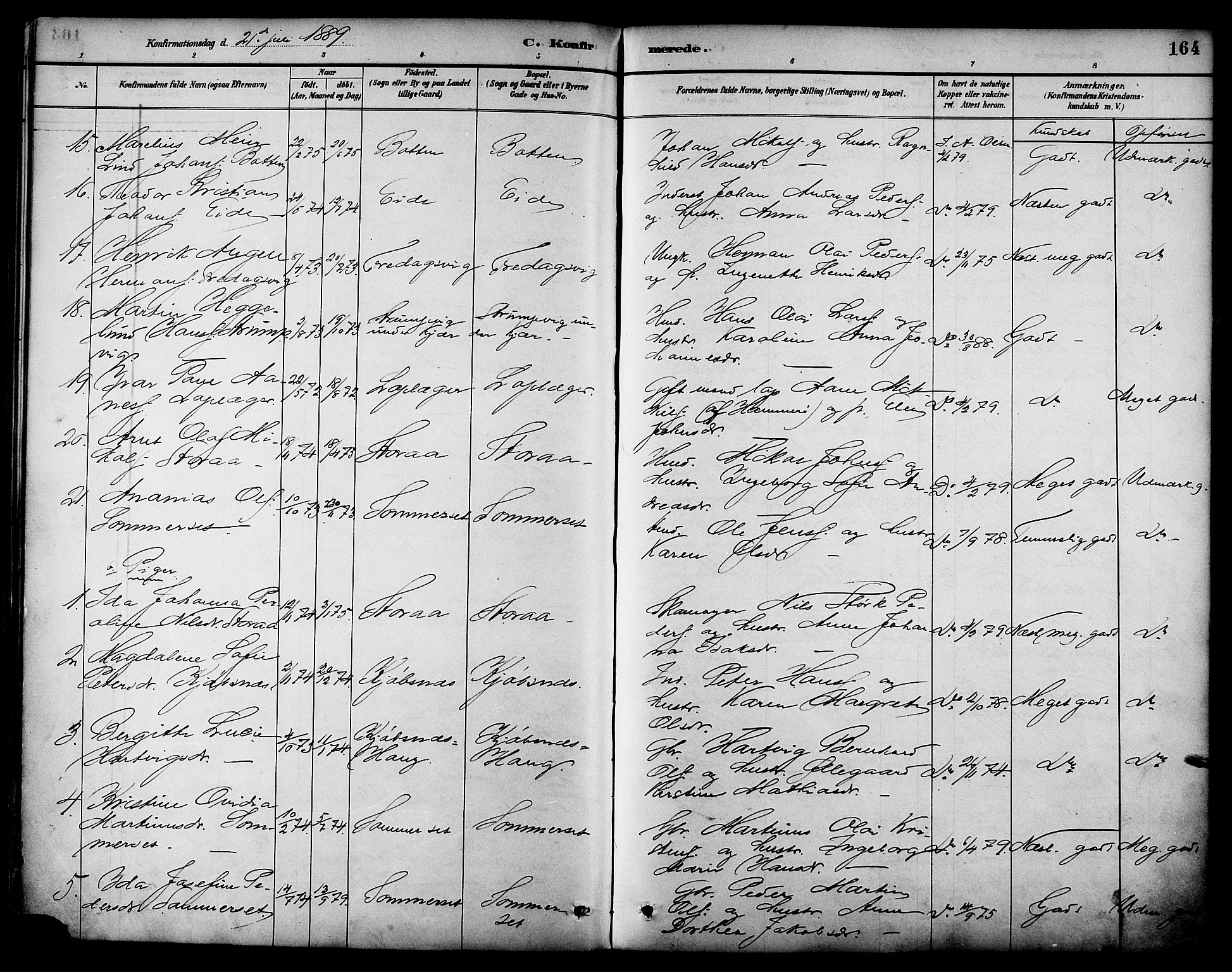 Ministerialprotokoller, klokkerbøker og fødselsregistre - Nordland, AV/SAT-A-1459/861/L0869: Parish register (official) no. 861A04, 1889-1903, p. 164