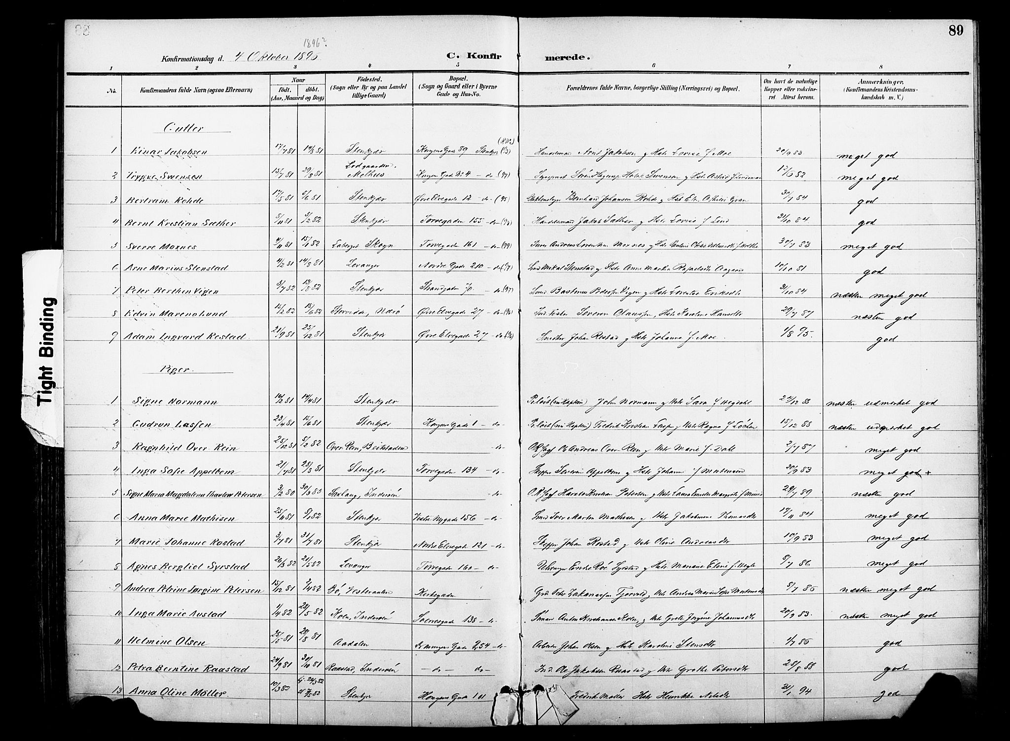 Ministerialprotokoller, klokkerbøker og fødselsregistre - Nord-Trøndelag, SAT/A-1458/739/L0372: Parish register (official) no. 739A04, 1895-1903, p. 89