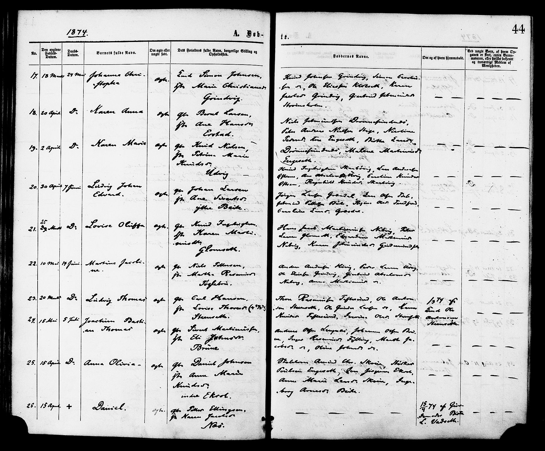 Ministerialprotokoller, klokkerbøker og fødselsregistre - Møre og Romsdal, AV/SAT-A-1454/524/L0355: Parish register (official) no. 524A07, 1864-1879, p. 44