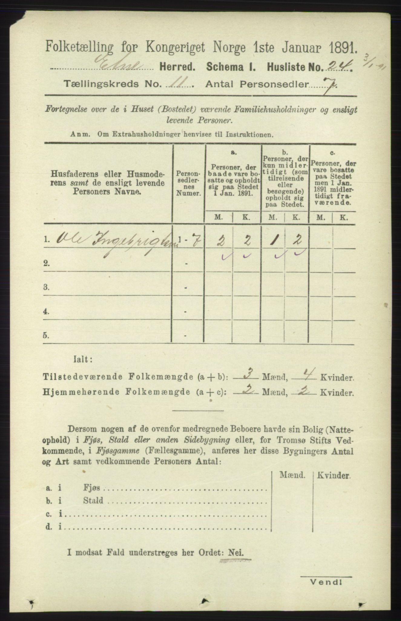 RA, 1891 census for 1211 Etne, 1891, p. 2226