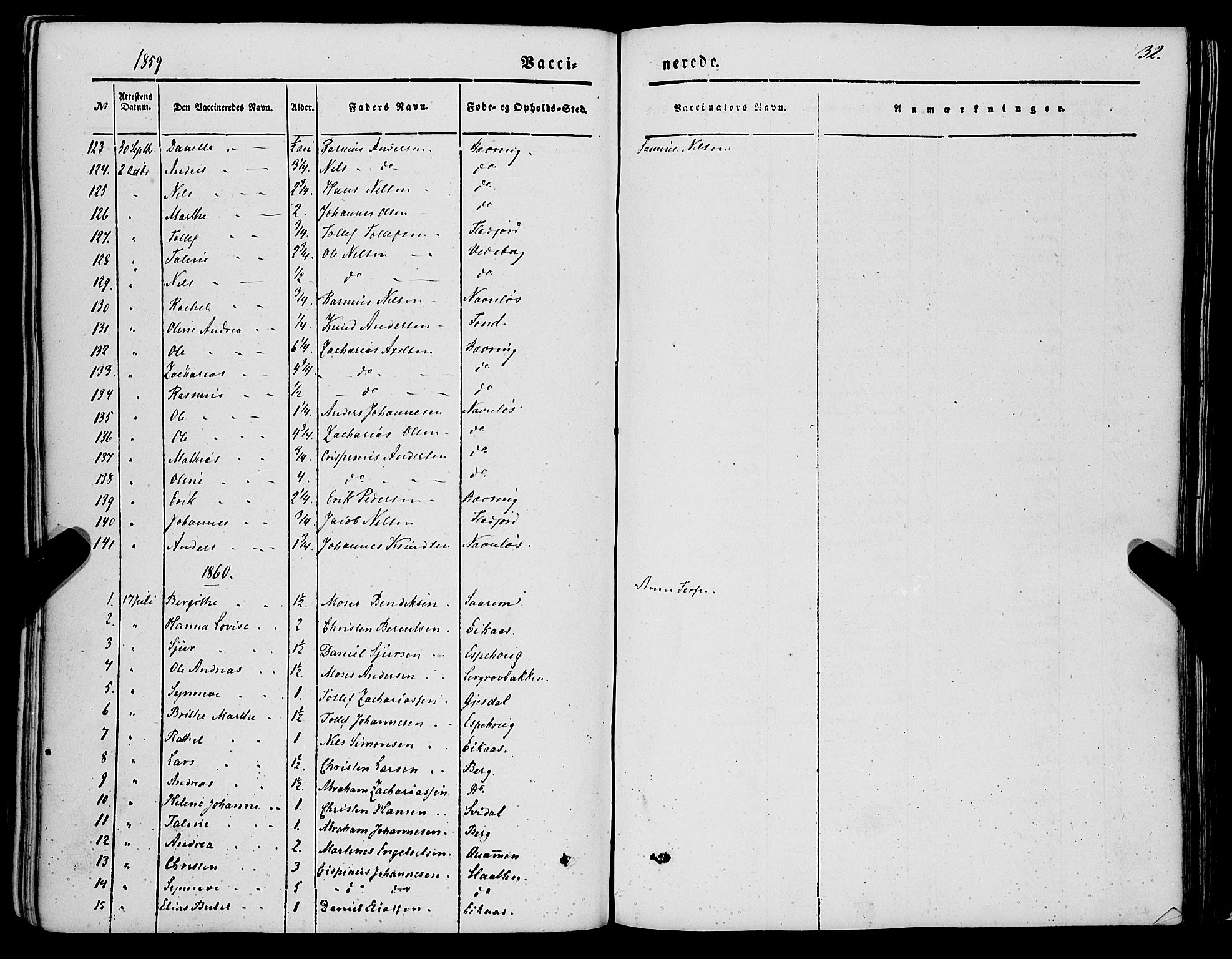 Jølster sokneprestembete, SAB/A-80701/H/Haa/Haaa/L0010: Parish register (official) no. A 10, 1847-1865, p. 32
