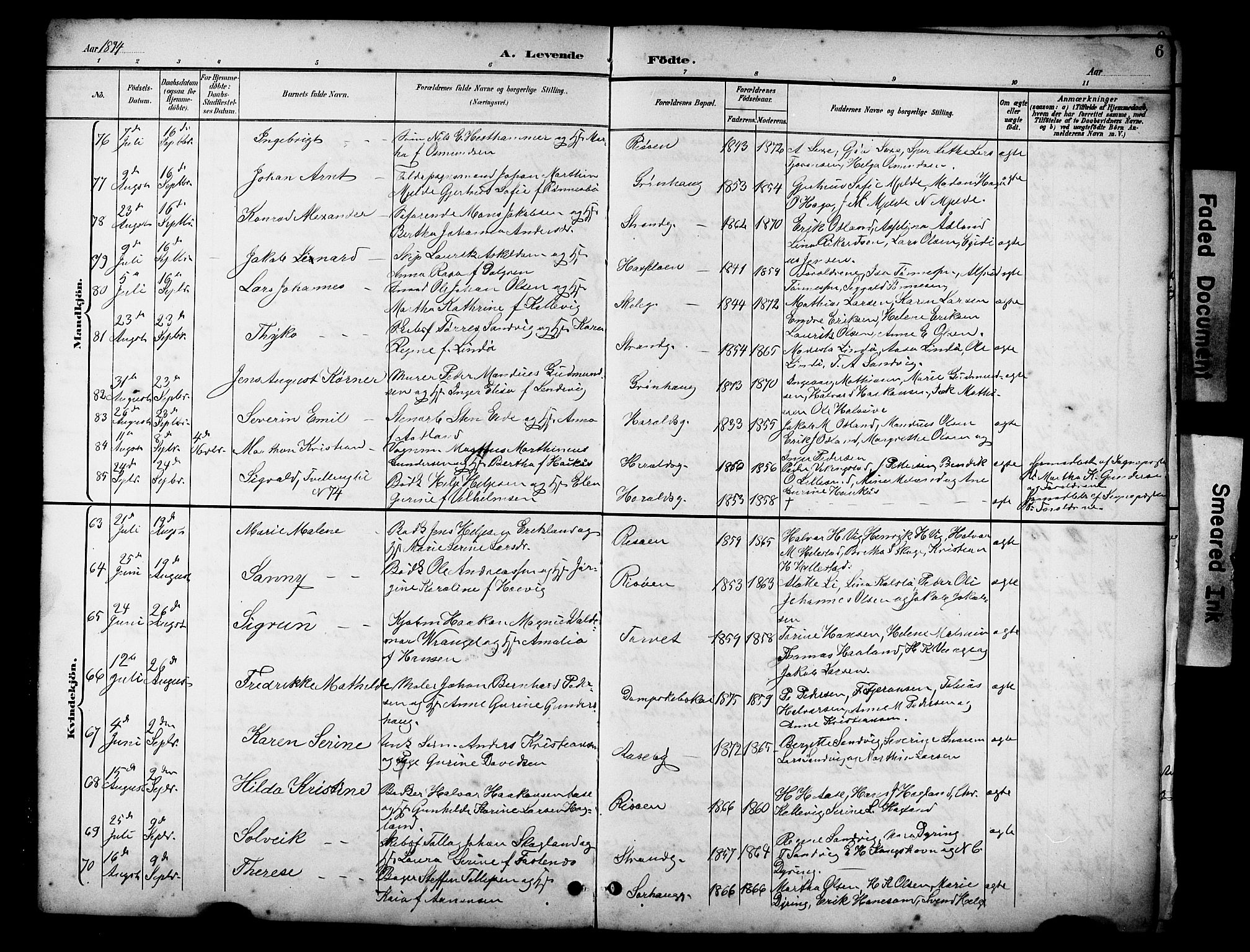 Haugesund sokneprestkontor, AV/SAST-A -101863/H/Ha/Hab/L0005: Parish register (copy) no. B 5, 1894-1908, p. 6