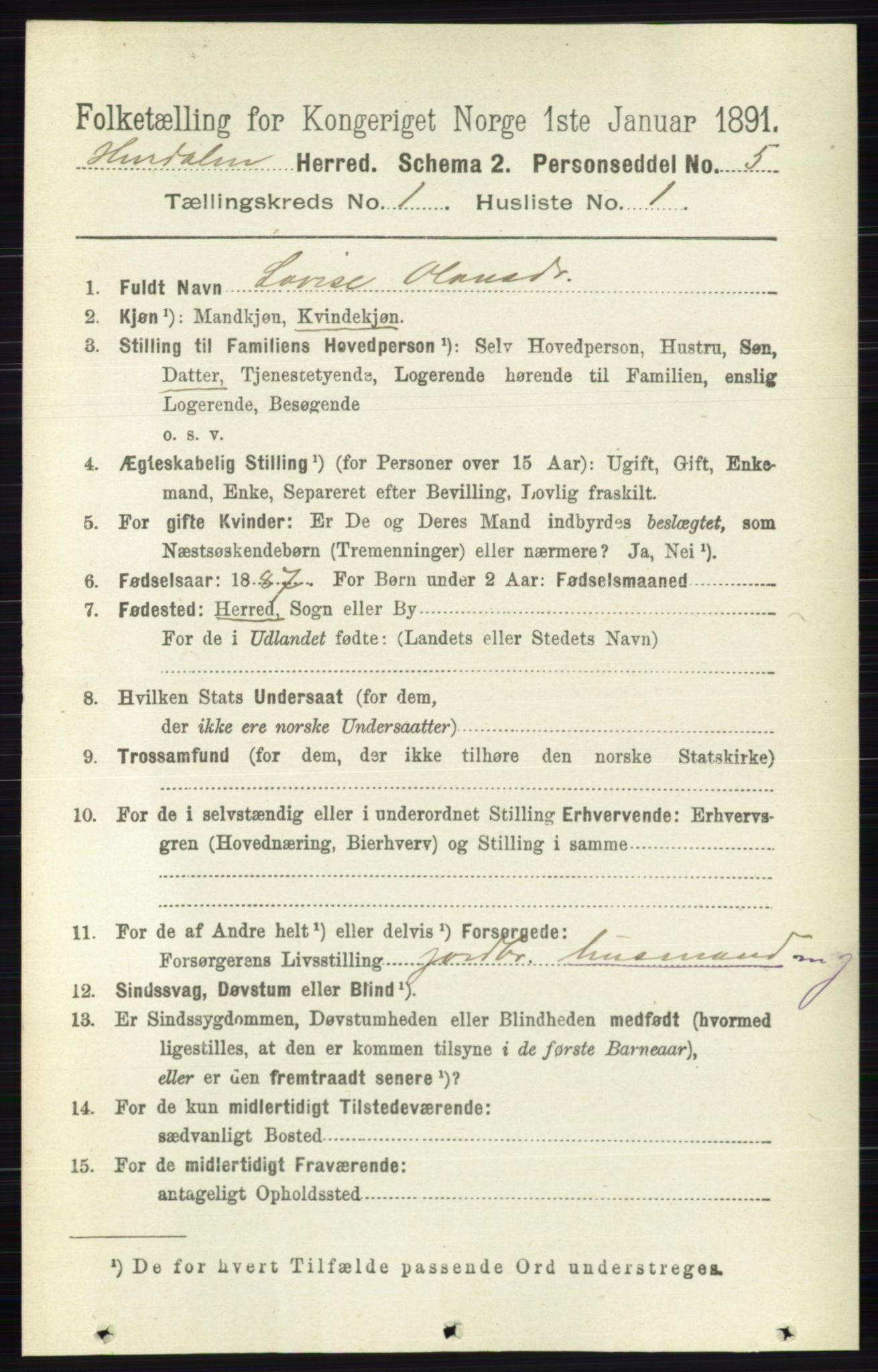 RA, 1891 census for 0239 Hurdal, 1891, p. 82