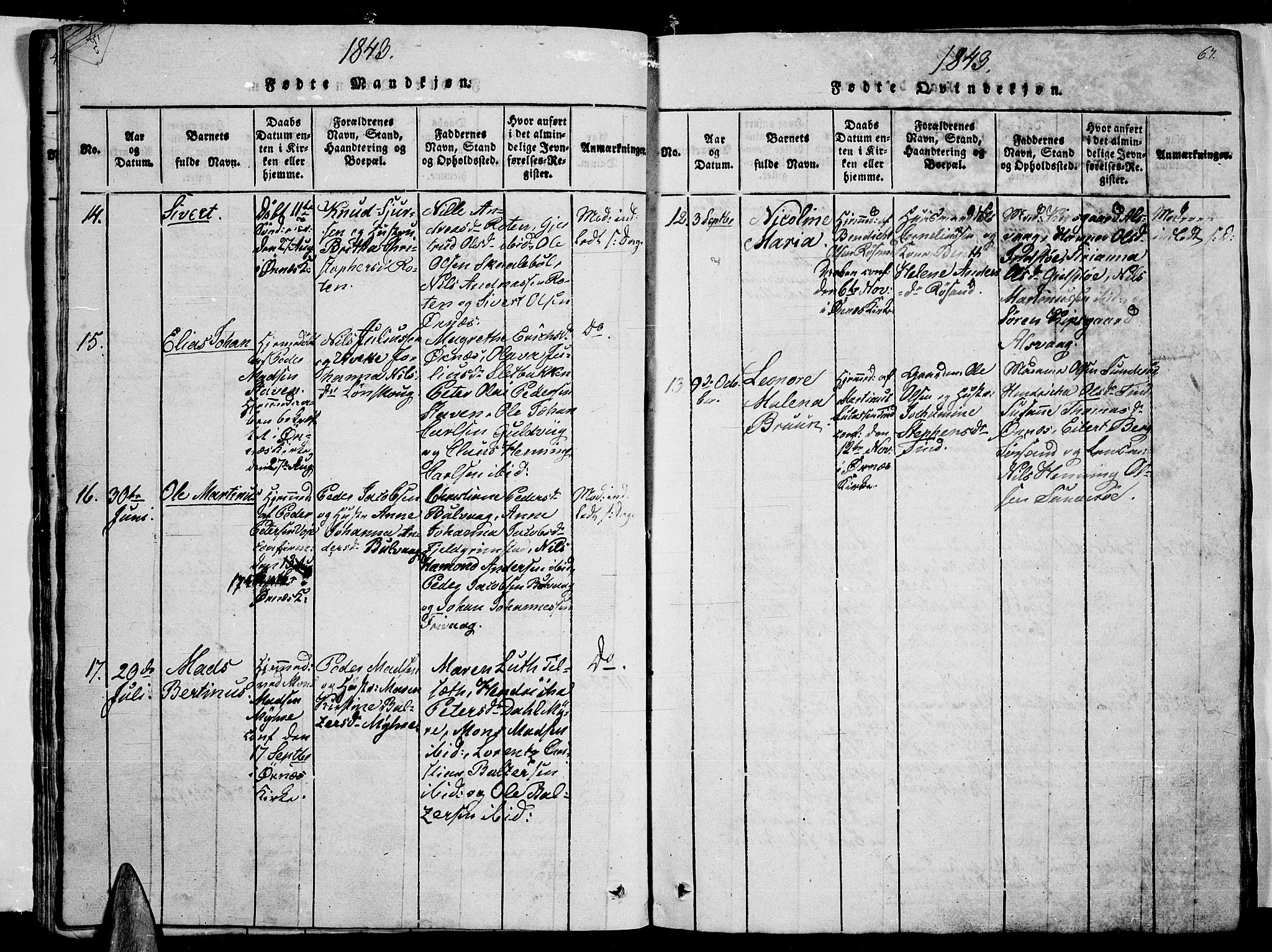 Ministerialprotokoller, klokkerbøker og fødselsregistre - Nordland, AV/SAT-A-1459/893/L1346: Parish register (copy) no. 893C01, 1820-1858, p. 66-67