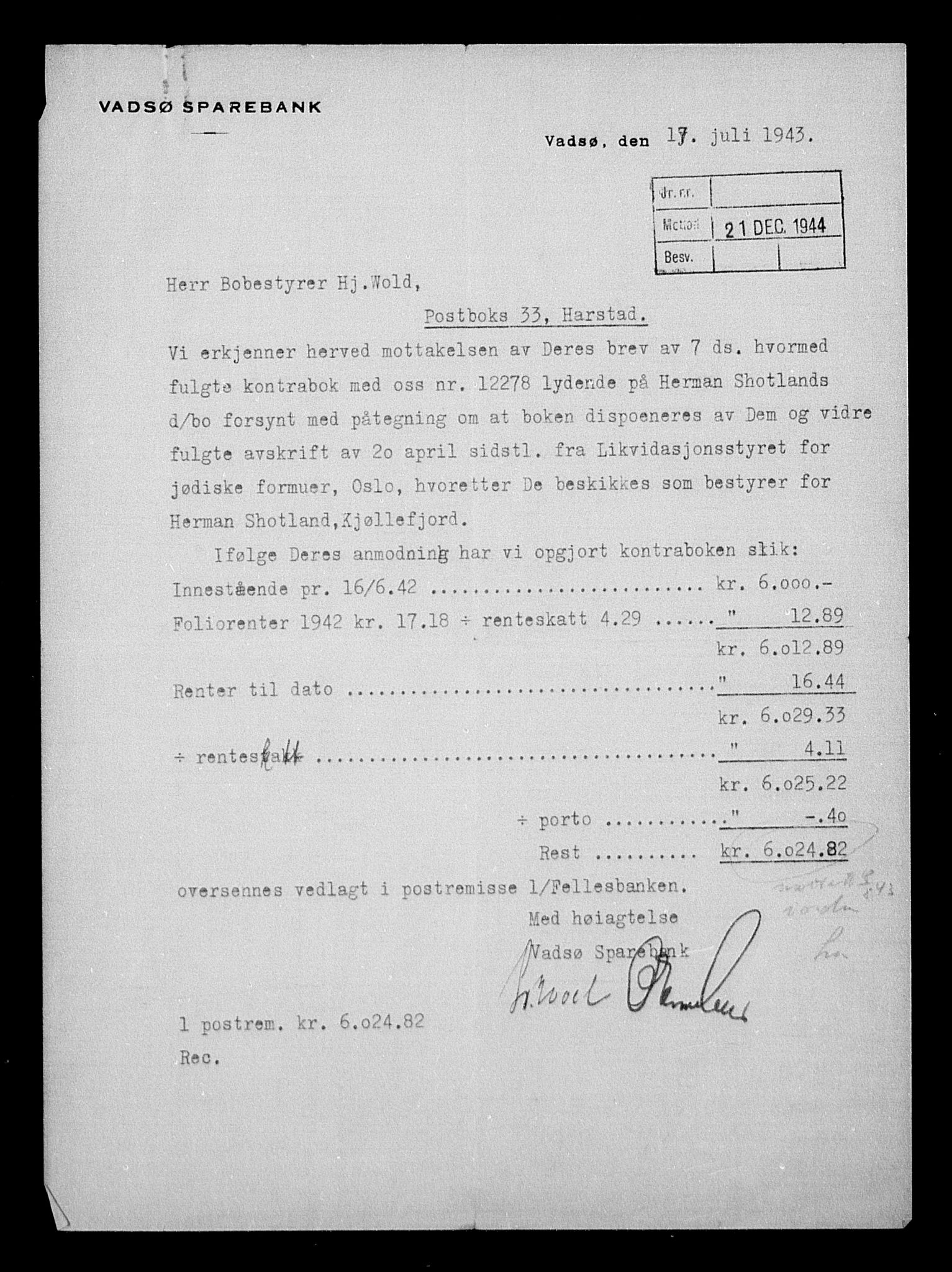 Justisdepartementet, Tilbakeføringskontoret for inndratte formuer, AV/RA-S-1564/H/Hc/Hcb/L0915: --, 1945-1947, p. 513