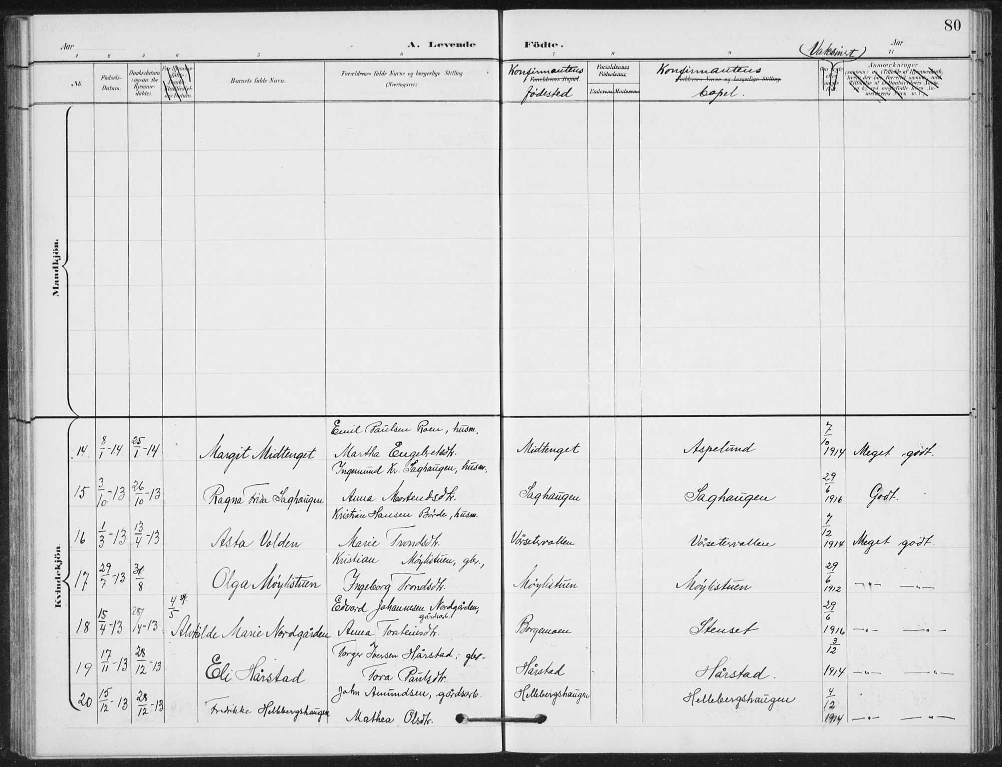 Vestre Gausdal prestekontor, AV/SAH-PREST-094/H/Ha/Hab/L0004: Parish register (copy) no. 4, 1898-1939, p. 80