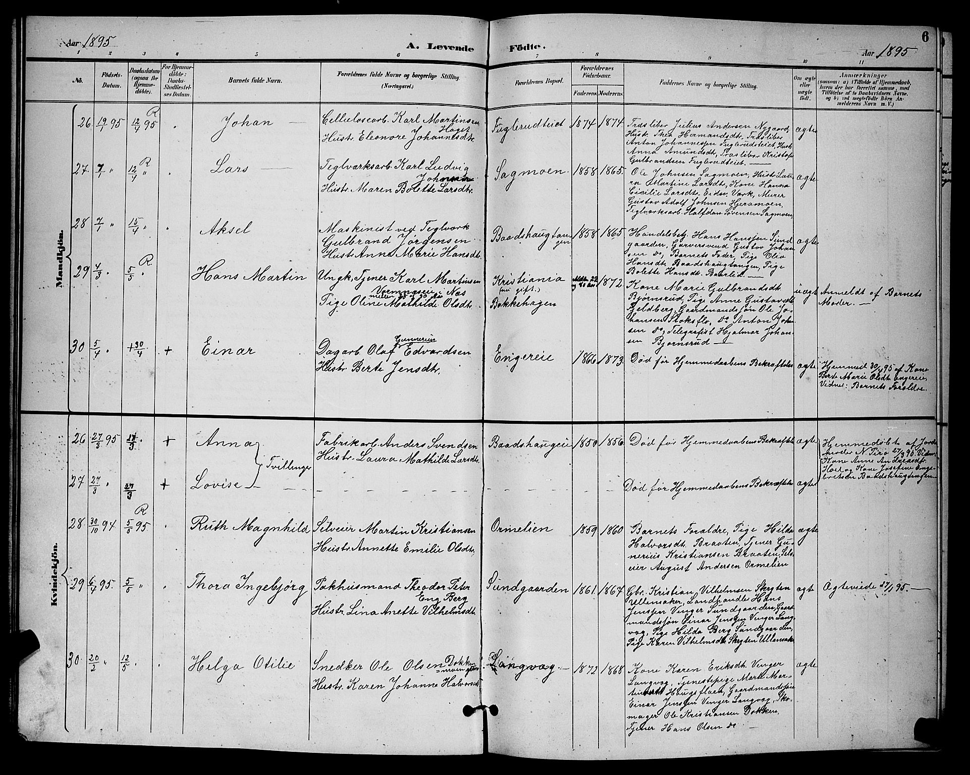 Eidsvoll prestekontor Kirkebøker, AV/SAO-A-10888/G/Ga/L0006: Parish register (copy) no. I 6, 1895-1901, p. 6